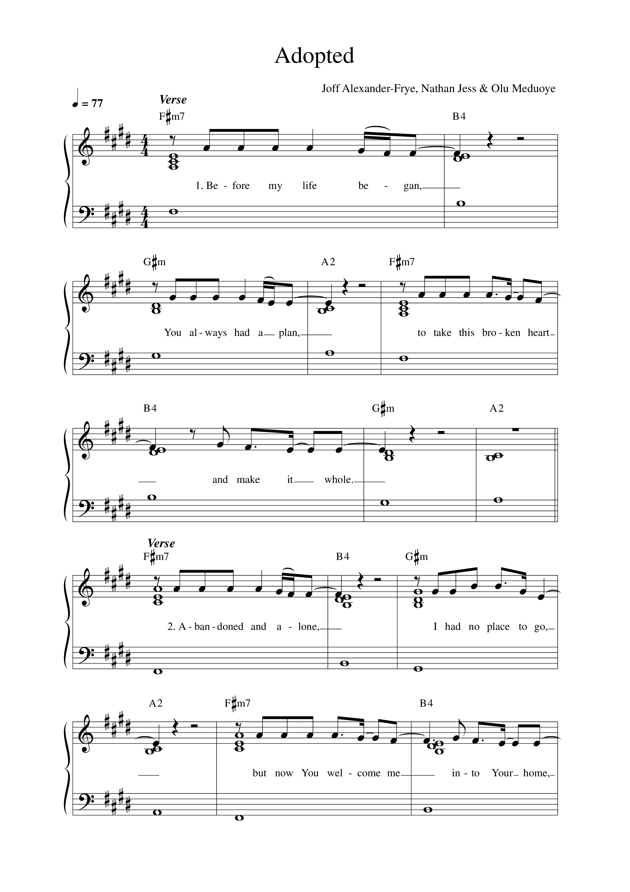 Adopted Lead Sheet Melody (Vineyard Worship)