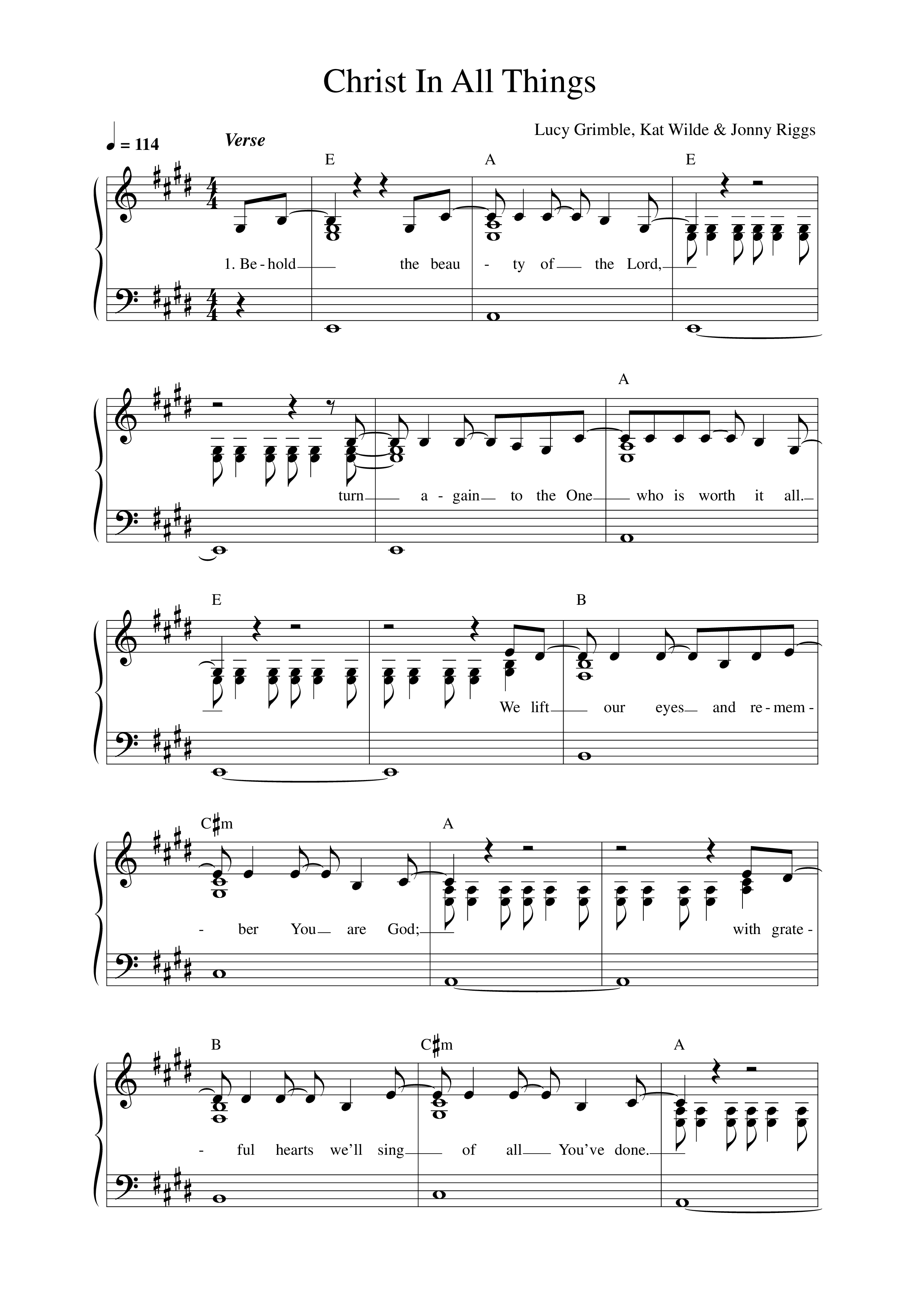 Christ In All Things Lead Sheet Melody (Vineyard Worship)