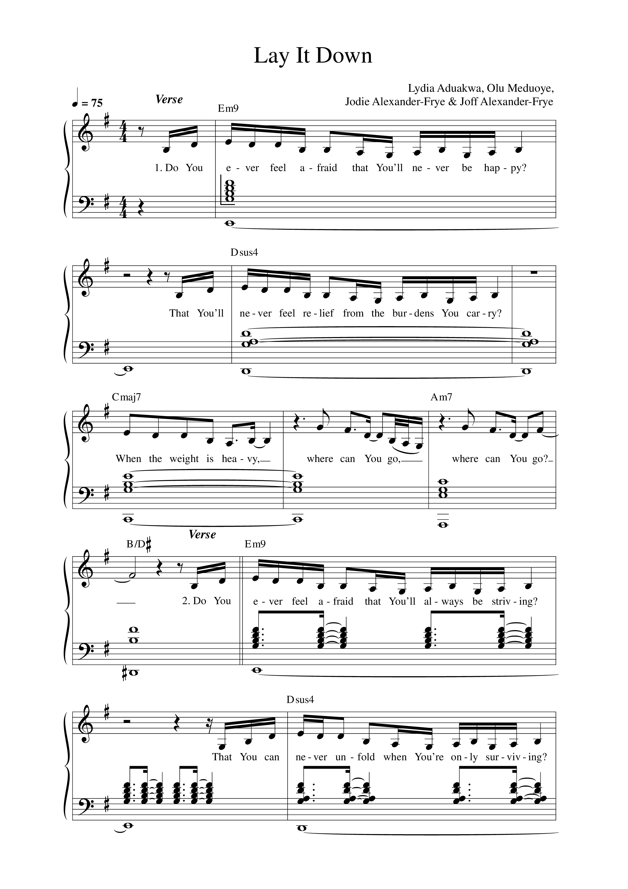Lay It Down Lead Sheet Melody (Vineyard Worship)