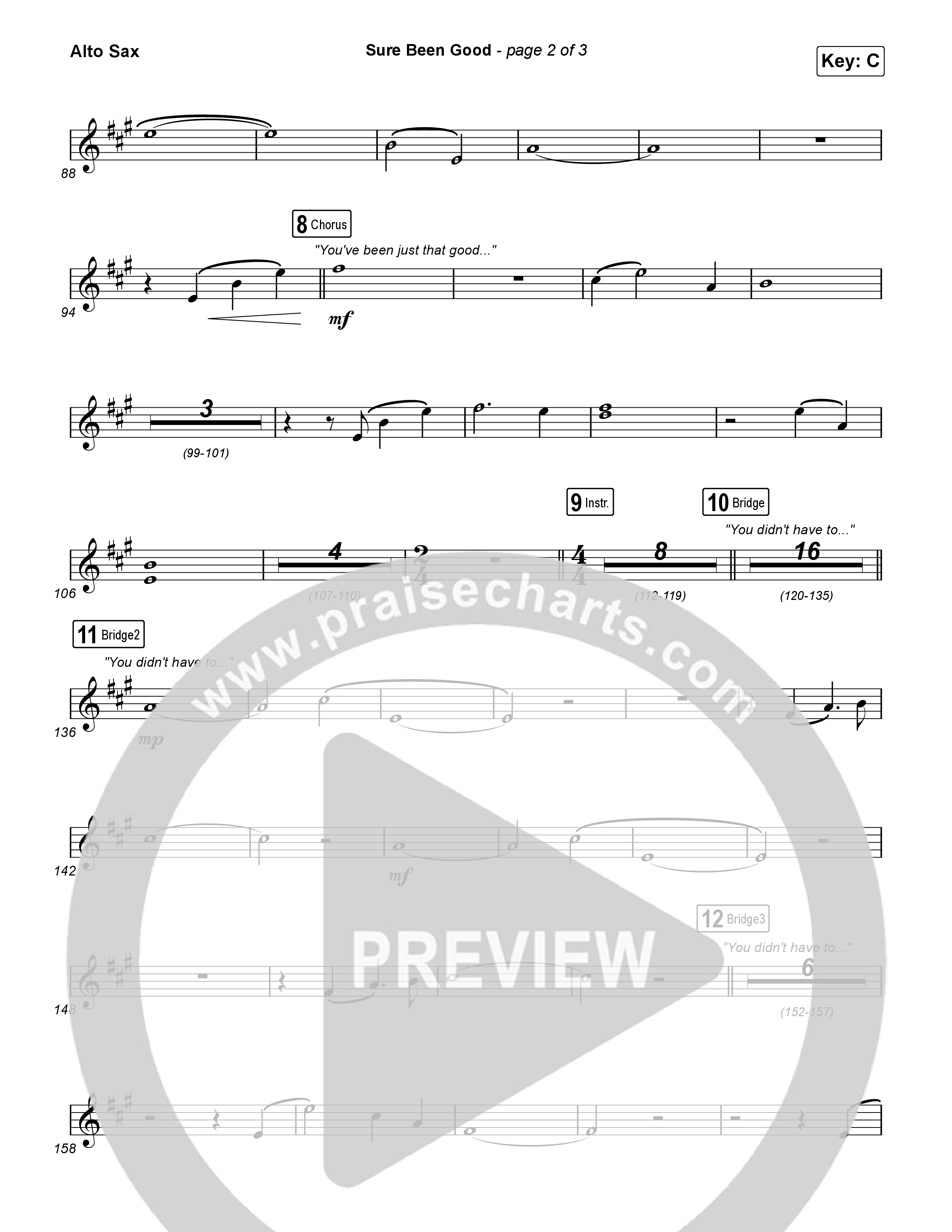 Sure Been Good Alto Sax (Elevation Worship / Tiffany Hudson)