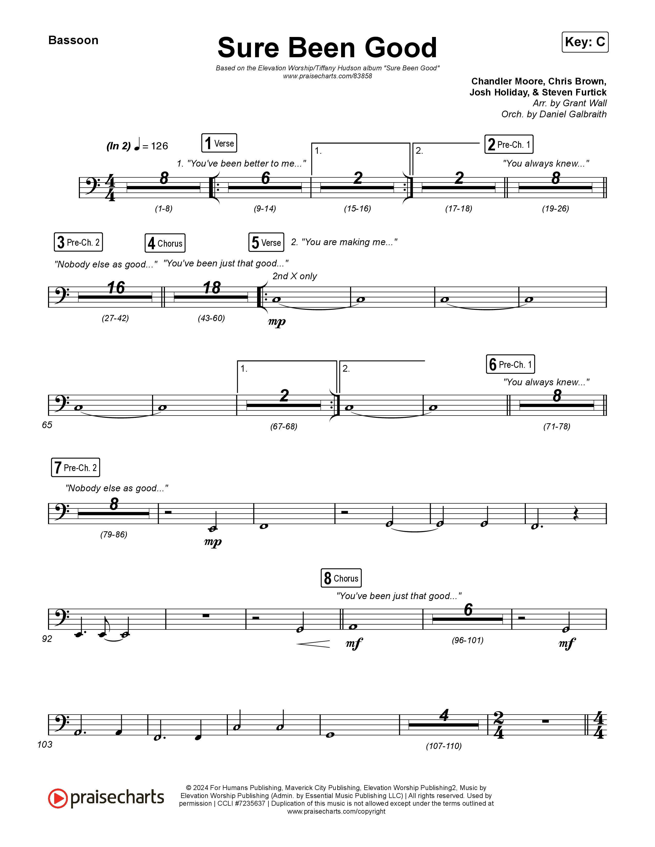 Sure Been Good Bassoon (Elevation Worship / Tiffany Hudson)