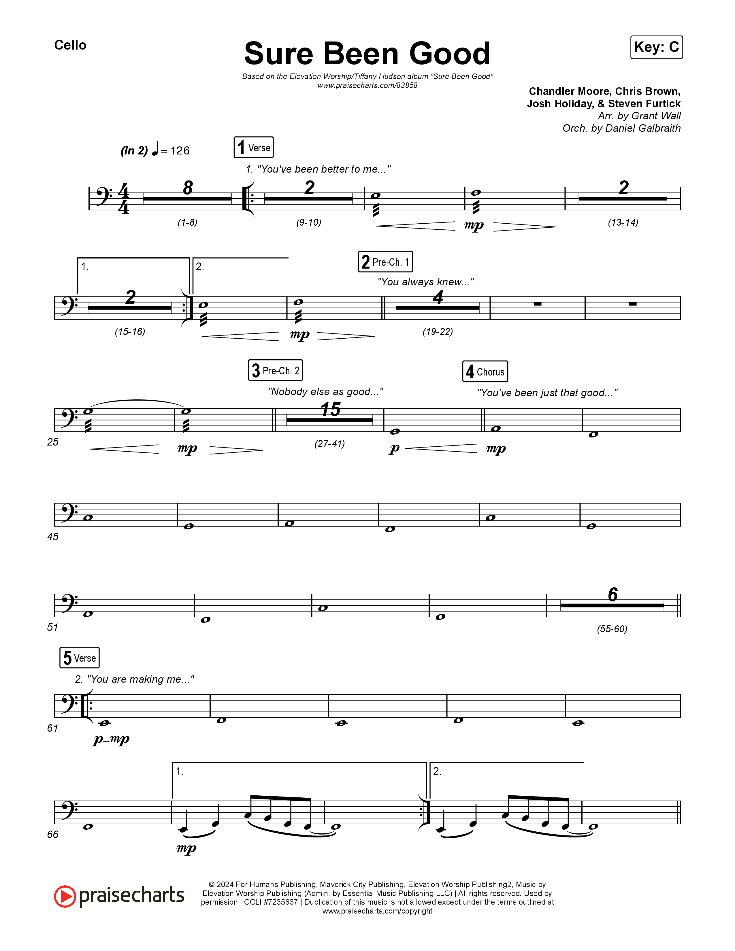 Sure Been Good Cello (Elevation Worship / Tiffany Hudson)