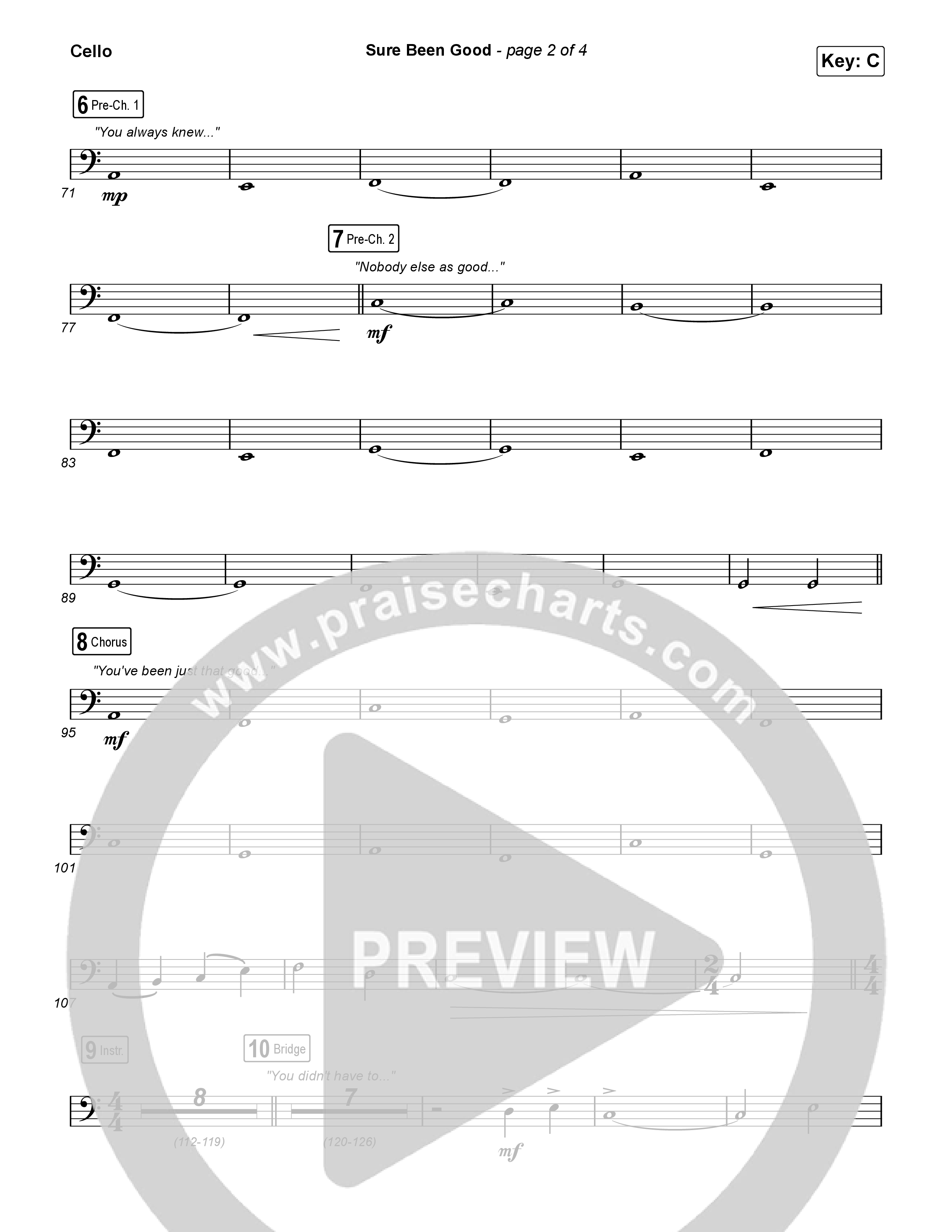 Sure Been Good Cello (Elevation Worship / Tiffany Hudson)