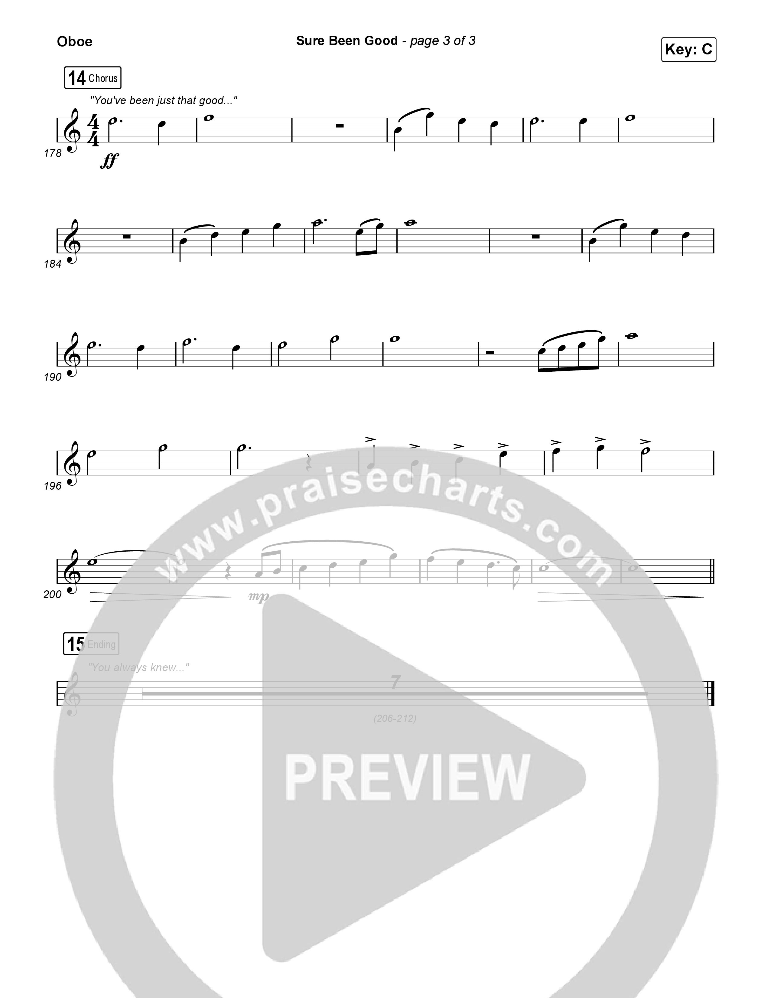 Sure Been Good Oboe (Elevation Worship / Tiffany Hudson)