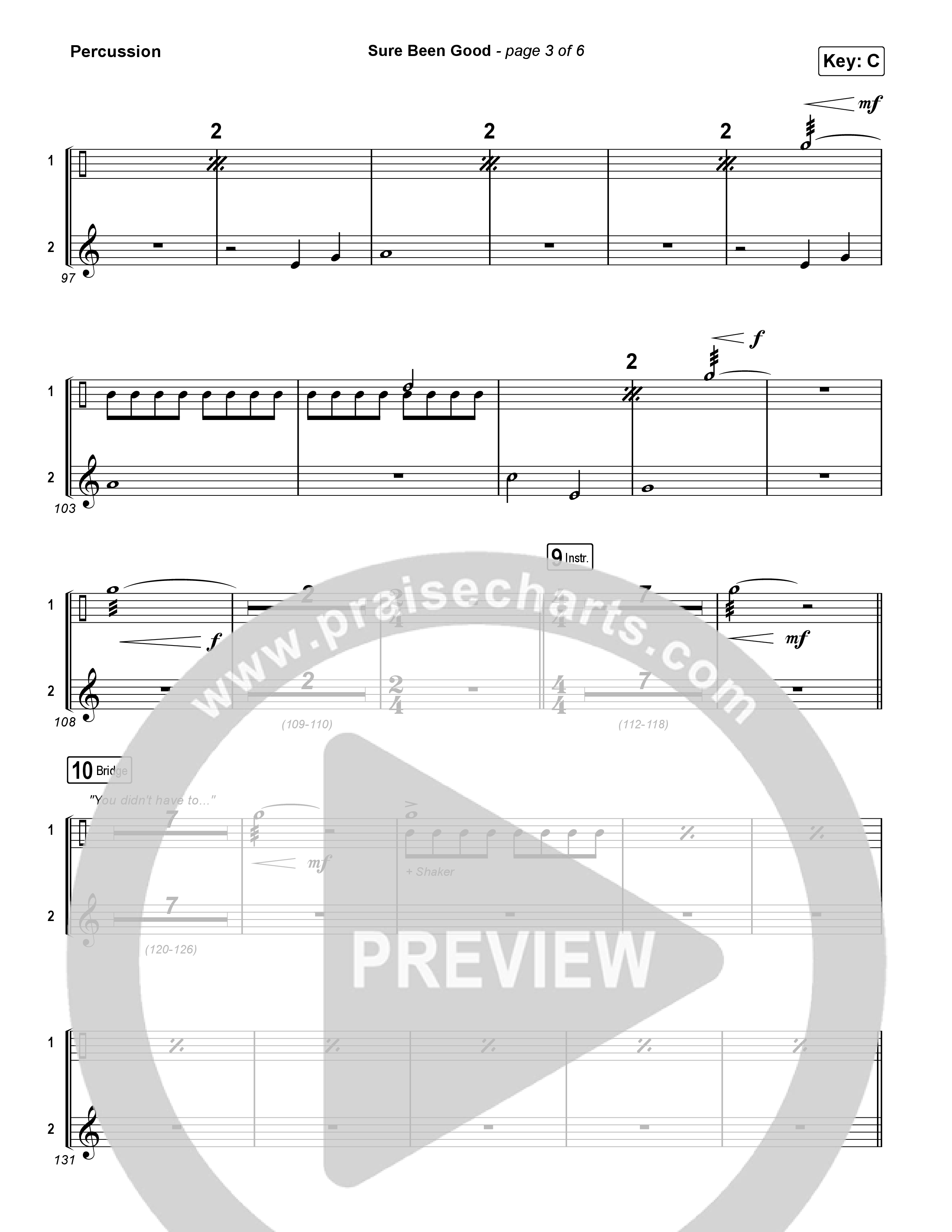 Sure Been Good Percussion (Elevation Worship / Tiffany Hudson)