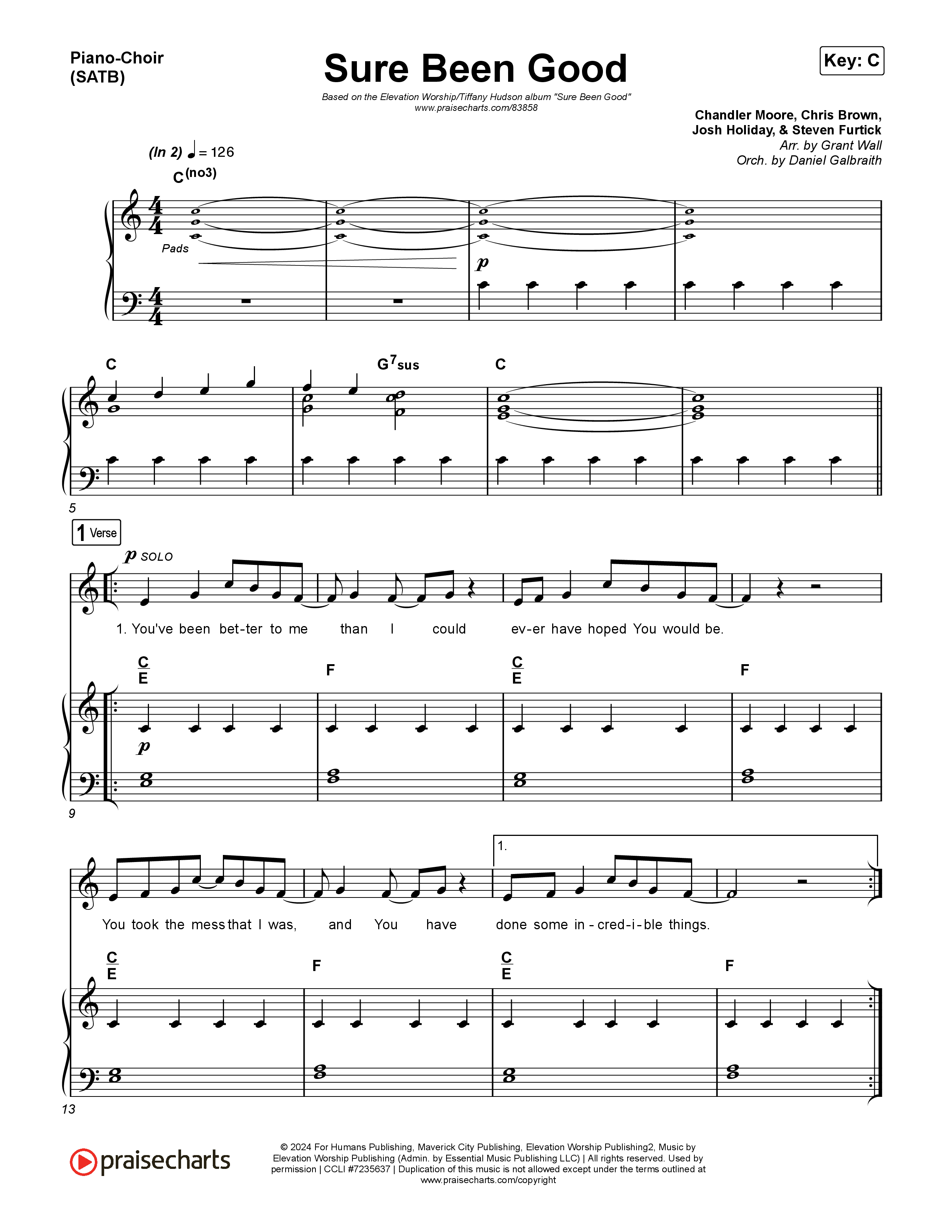 Sure Been Good Piano/Vocal Pack (Elevation Worship / Tiffany Hudson)