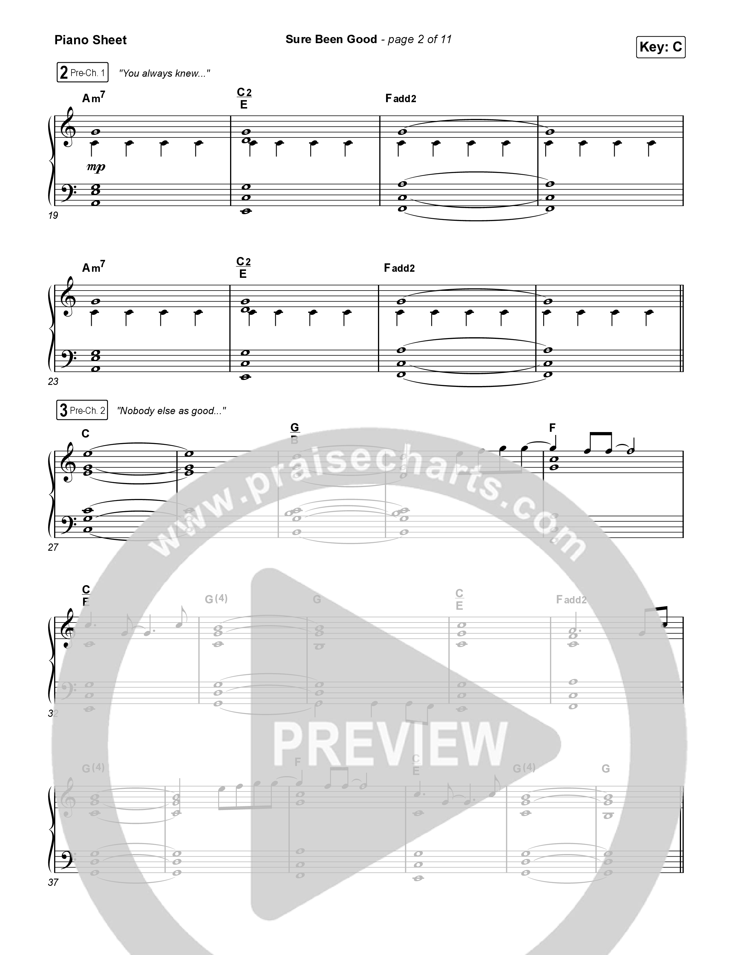 Sure Been Good Piano Sheet (Elevation Worship / Tiffany Hudson)