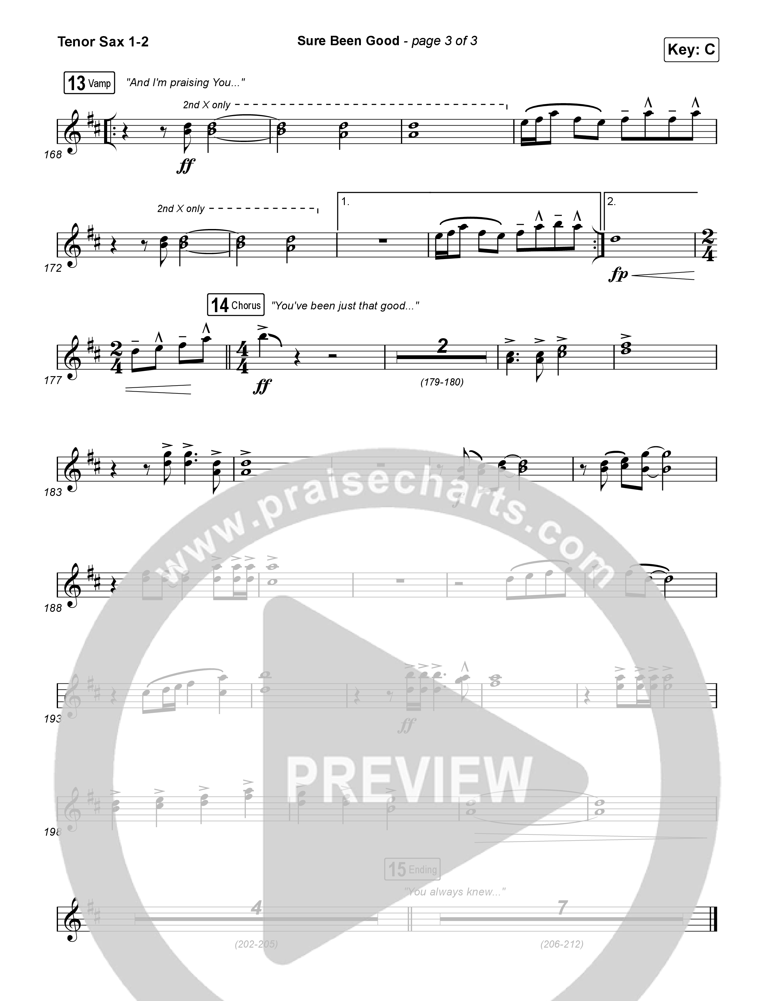 Sure Been Good Tenor Sax 1,2 (Elevation Worship / Tiffany Hudson)