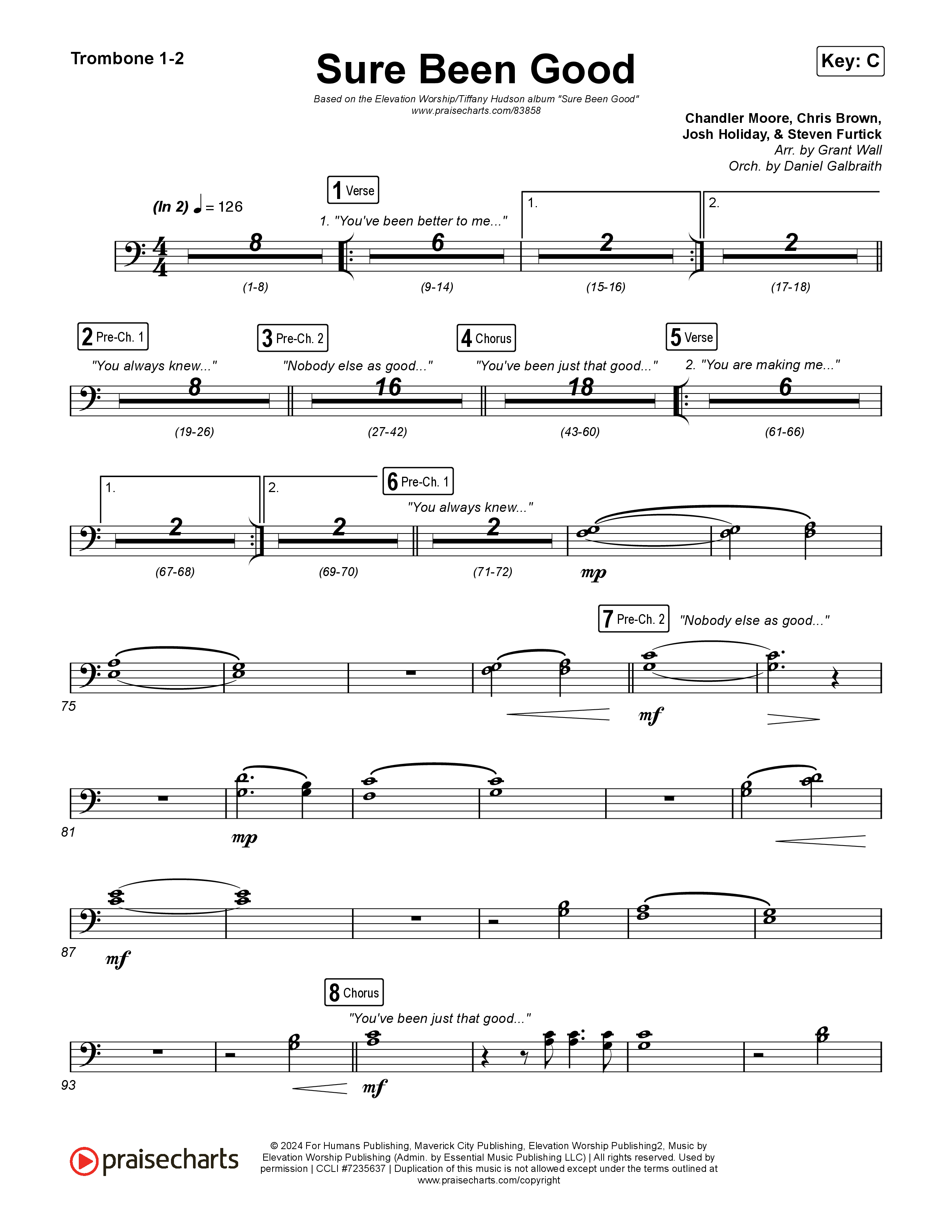 Sure Been Good Trombone 1,2 (Elevation Worship / Tiffany Hudson)