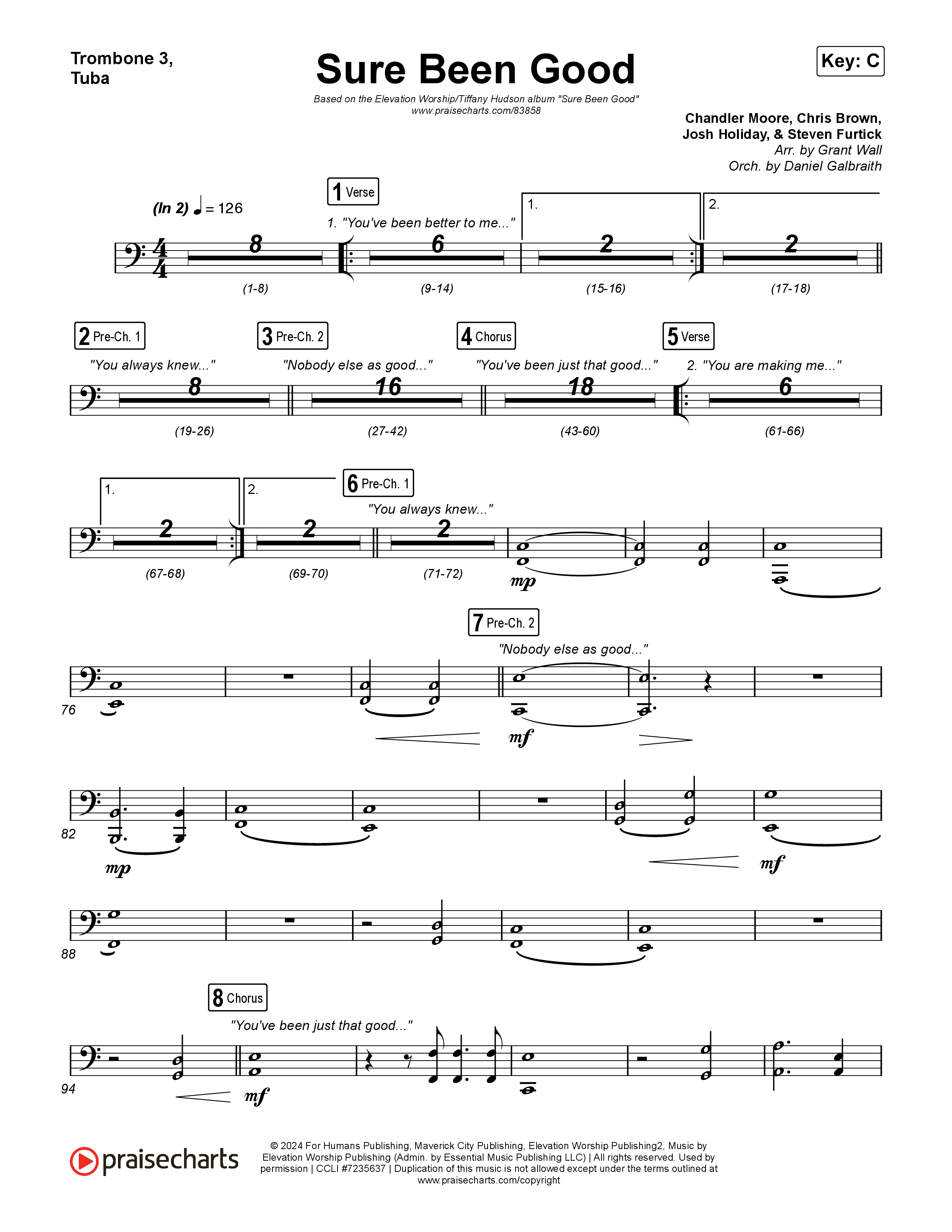 Sure Been Good Trombone 3/Tuba (Elevation Worship / Tiffany Hudson)