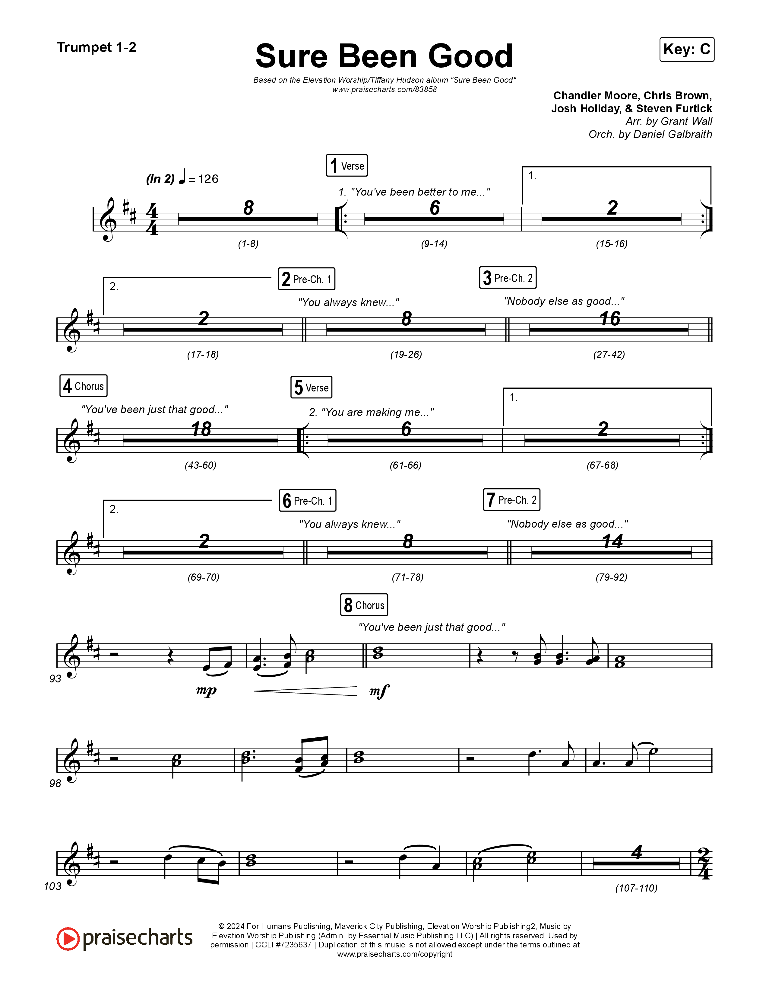 Sure Been Good Trumpet 1,2 (Elevation Worship / Tiffany Hudson)