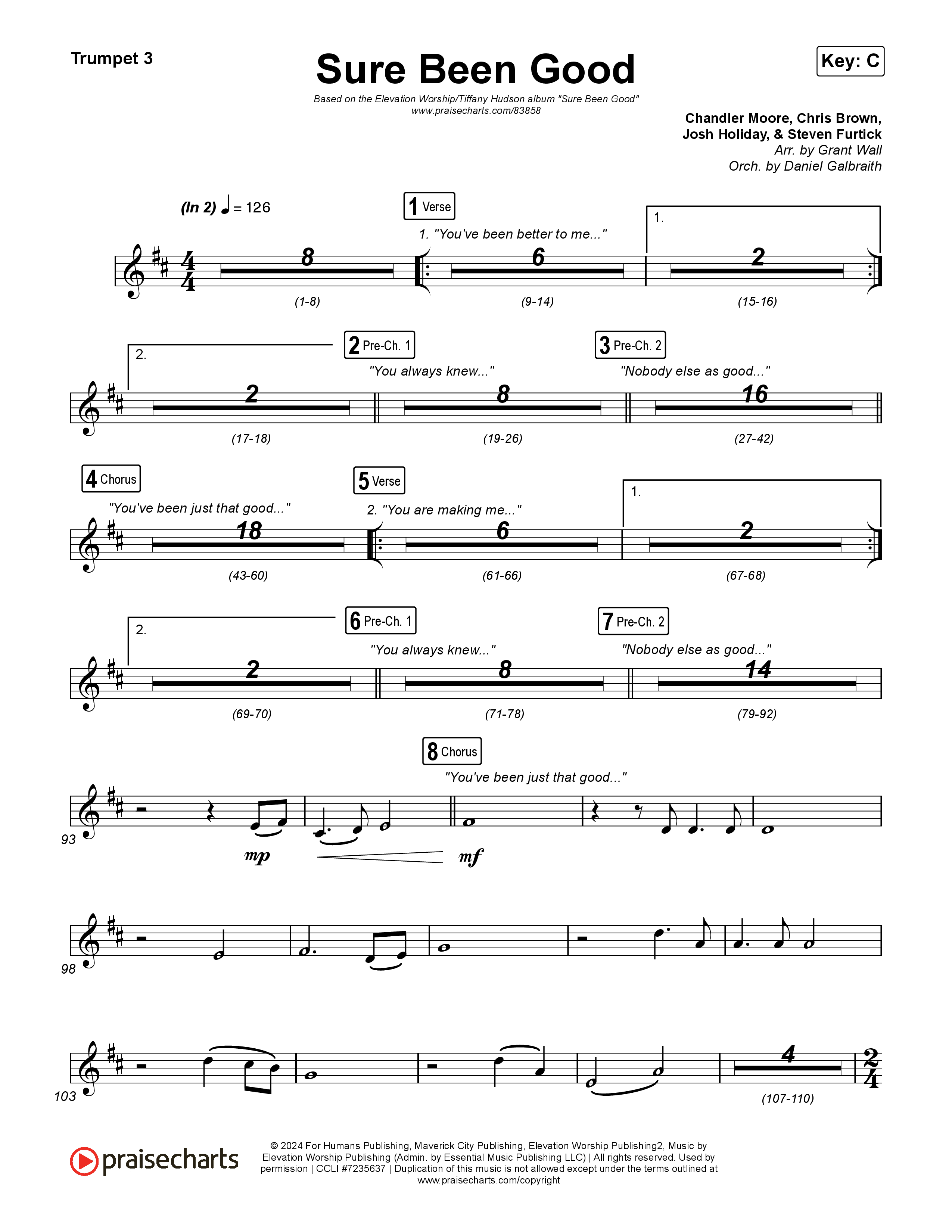 Sure Been Good Trumpet 3 (Elevation Worship / Tiffany Hudson)