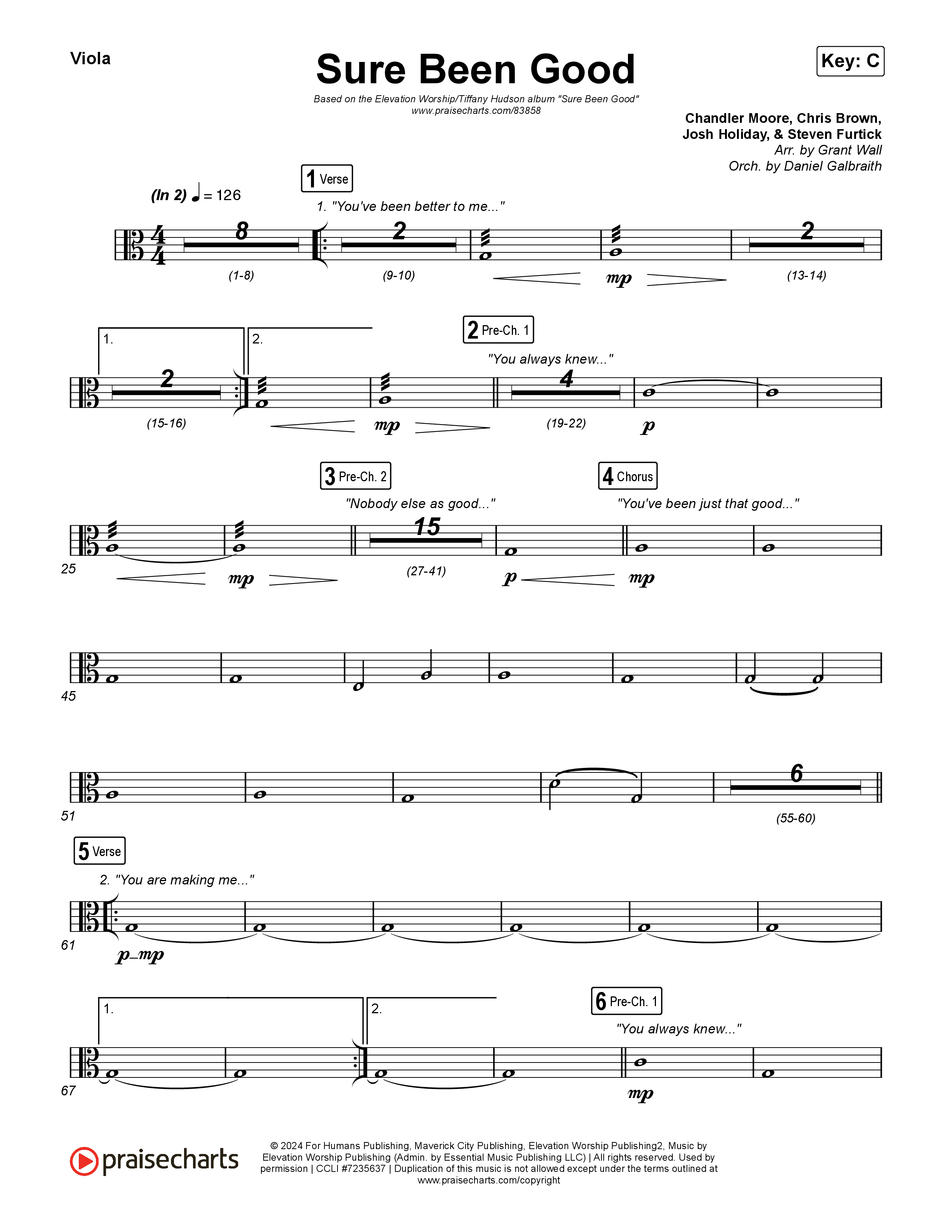 Sure Been Good Viola (Elevation Worship / Tiffany Hudson)