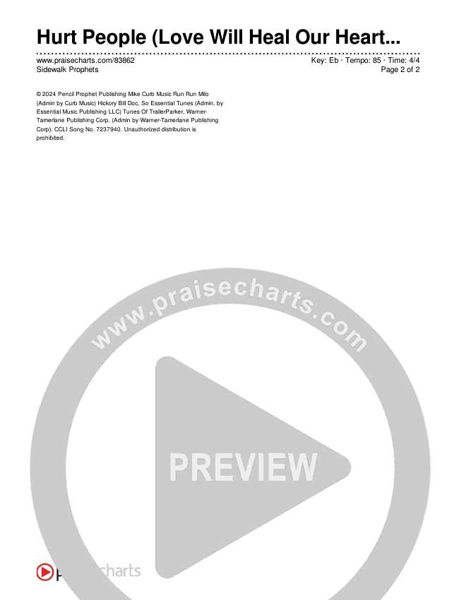 Hurt People (Love Will Heal Our Hearts) Chords & Lyrics (Sidewalk Prophets)