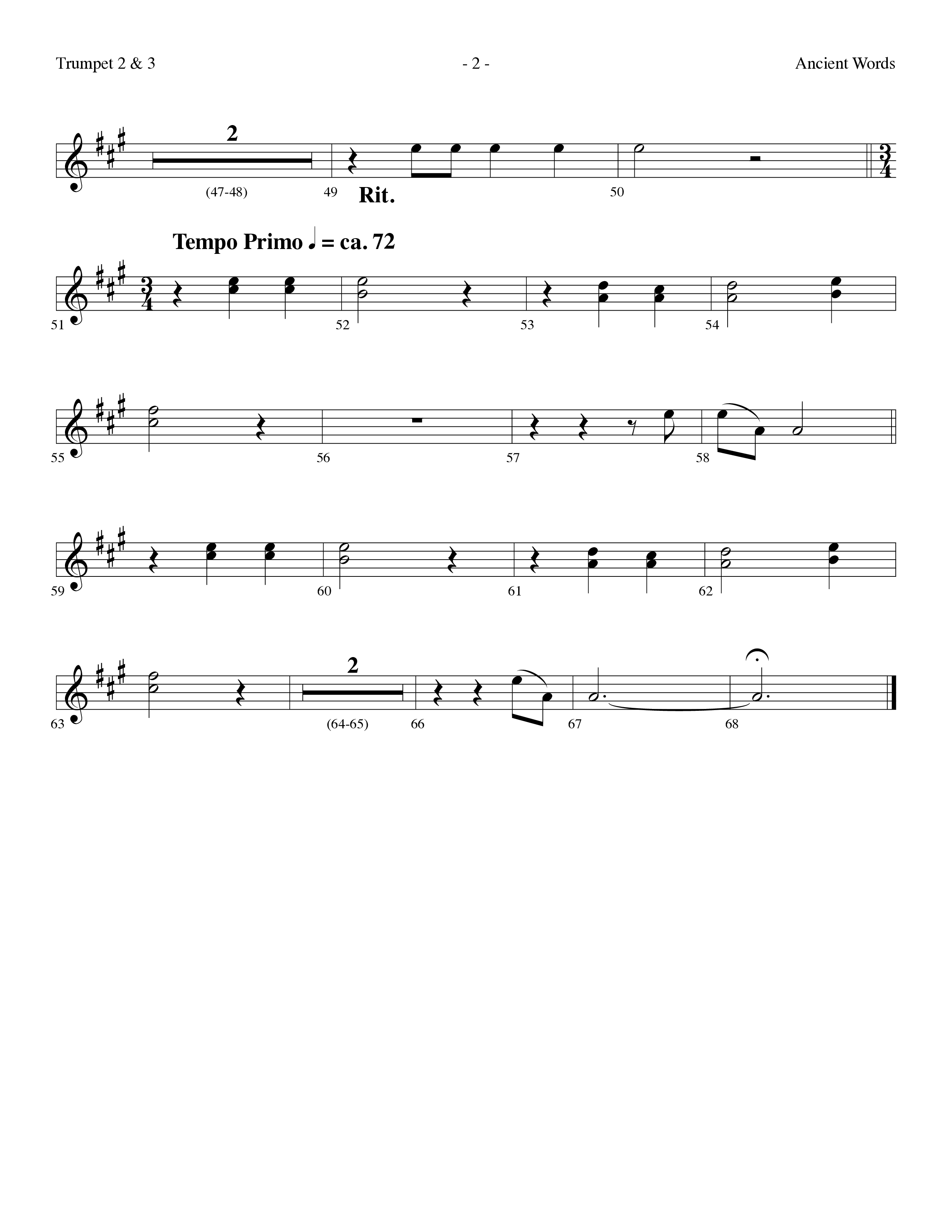 Ancient Words (with Standing On The Promises) (Choral Anthem SATB) Trumpet 2/3 (Lifeway Choral / Arr. Dennis Allen)