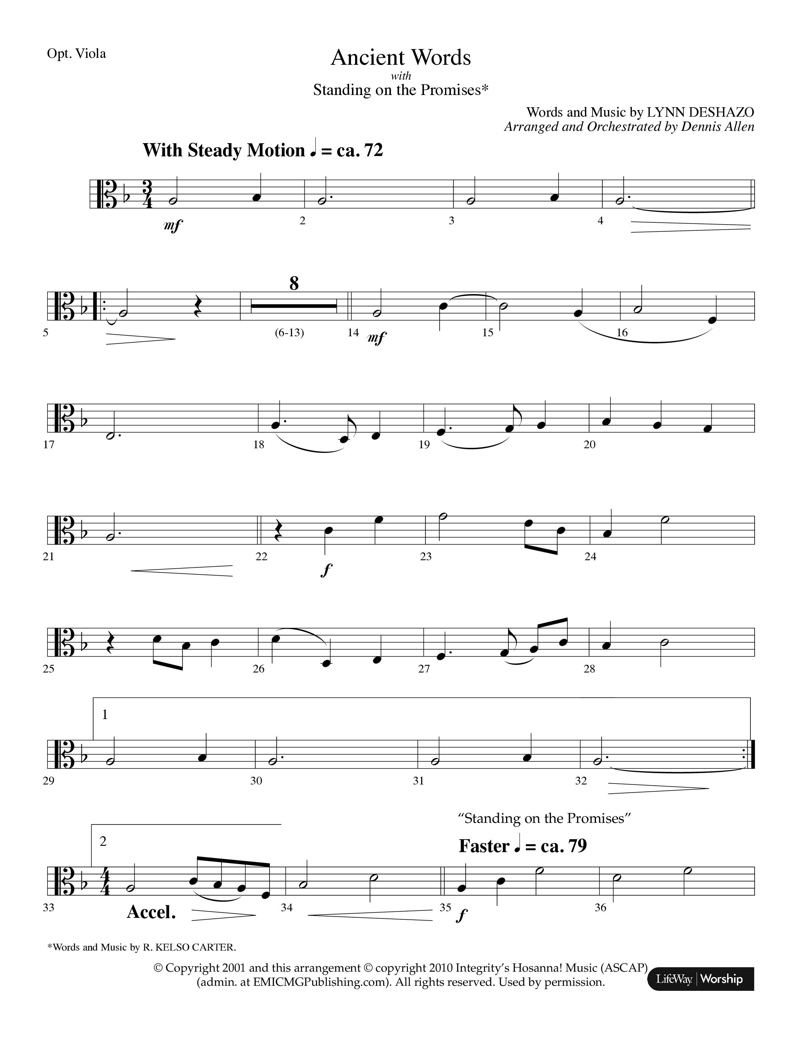 Ancient Words (with Standing On The Promises) (Choral Anthem SATB) Viola (Lifeway Choral / Arr. Dennis Allen)