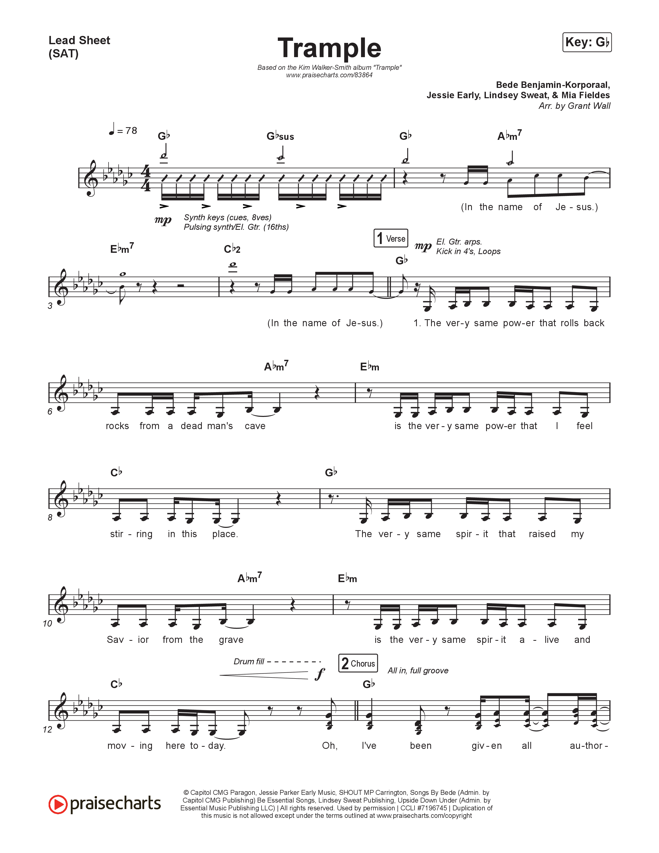 Trample Lead Sheet (SAT) (Kim Walker-Smith)