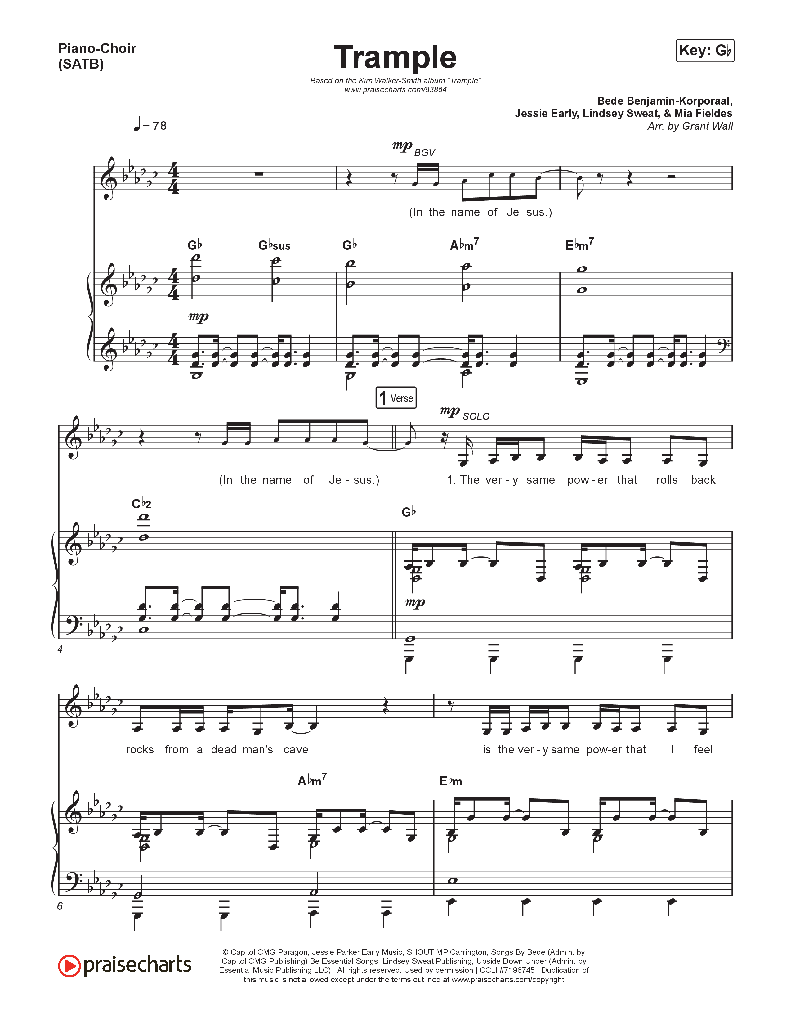 Trample Piano/Vocal (SATB) (Kim Walker-Smith)