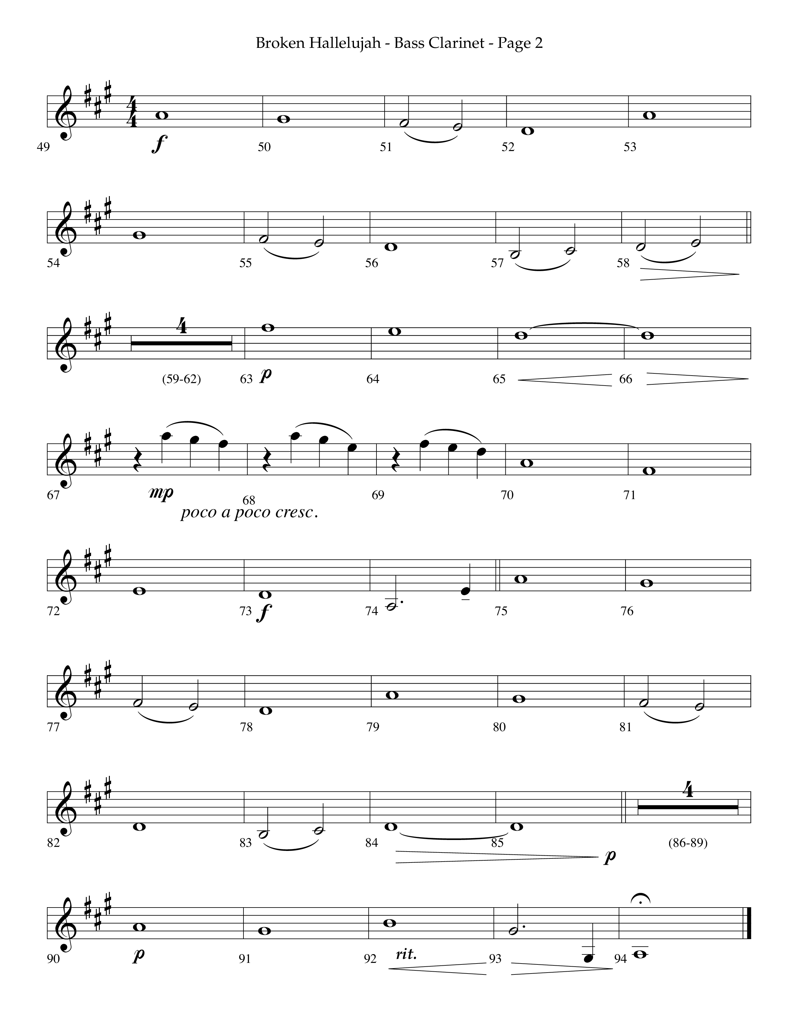 Broken Hallelujah (Choral Anthem SATB) Bass Clarinet (Lifeway Choral / Arr. Phillip Keveren)