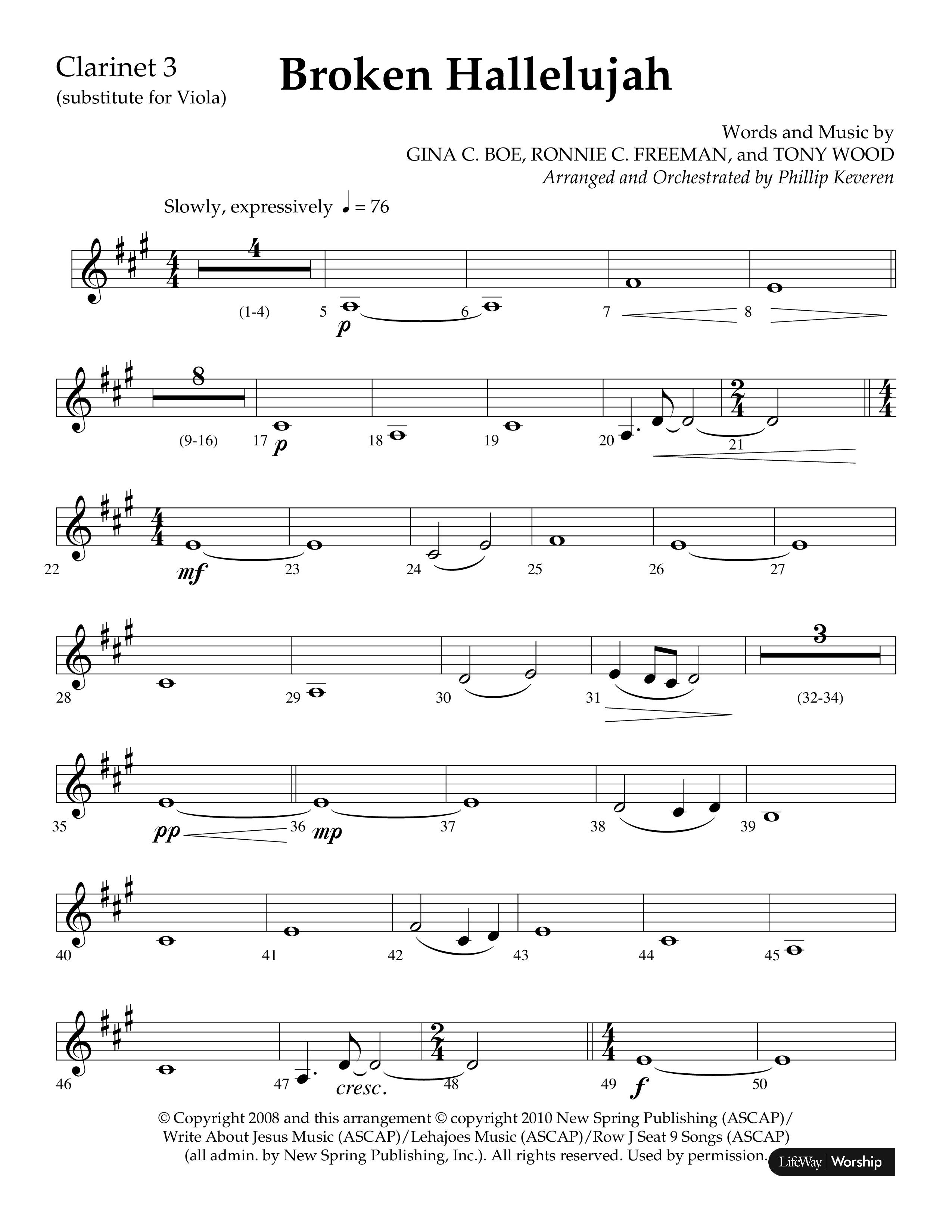 Broken Hallelujah (Choral Anthem SATB) Clarinet 3 (Lifeway Choral / Arr. Phillip Keveren)