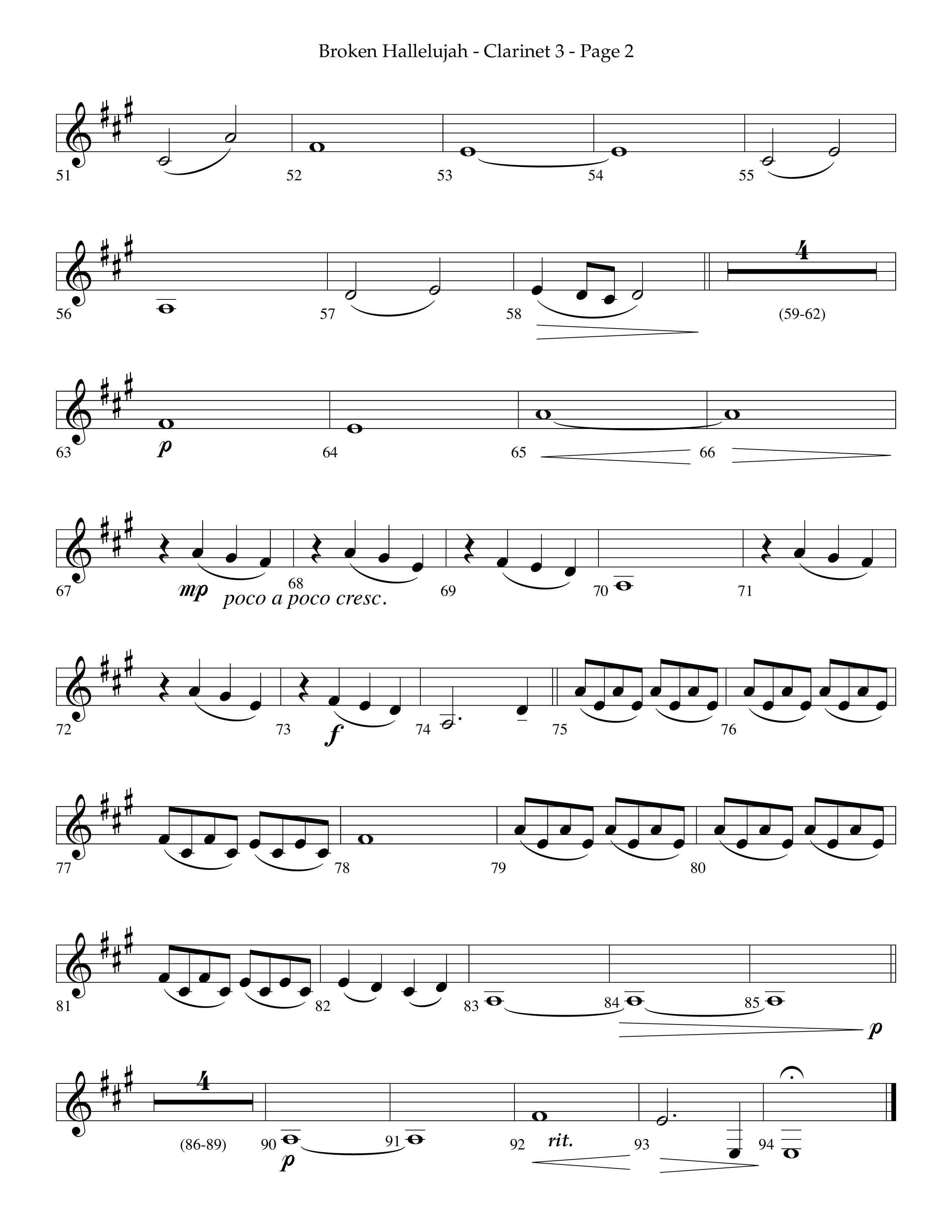 Broken Hallelujah (Choral Anthem SATB) Clarinet 3 (Lifeway Choral / Arr. Phillip Keveren)