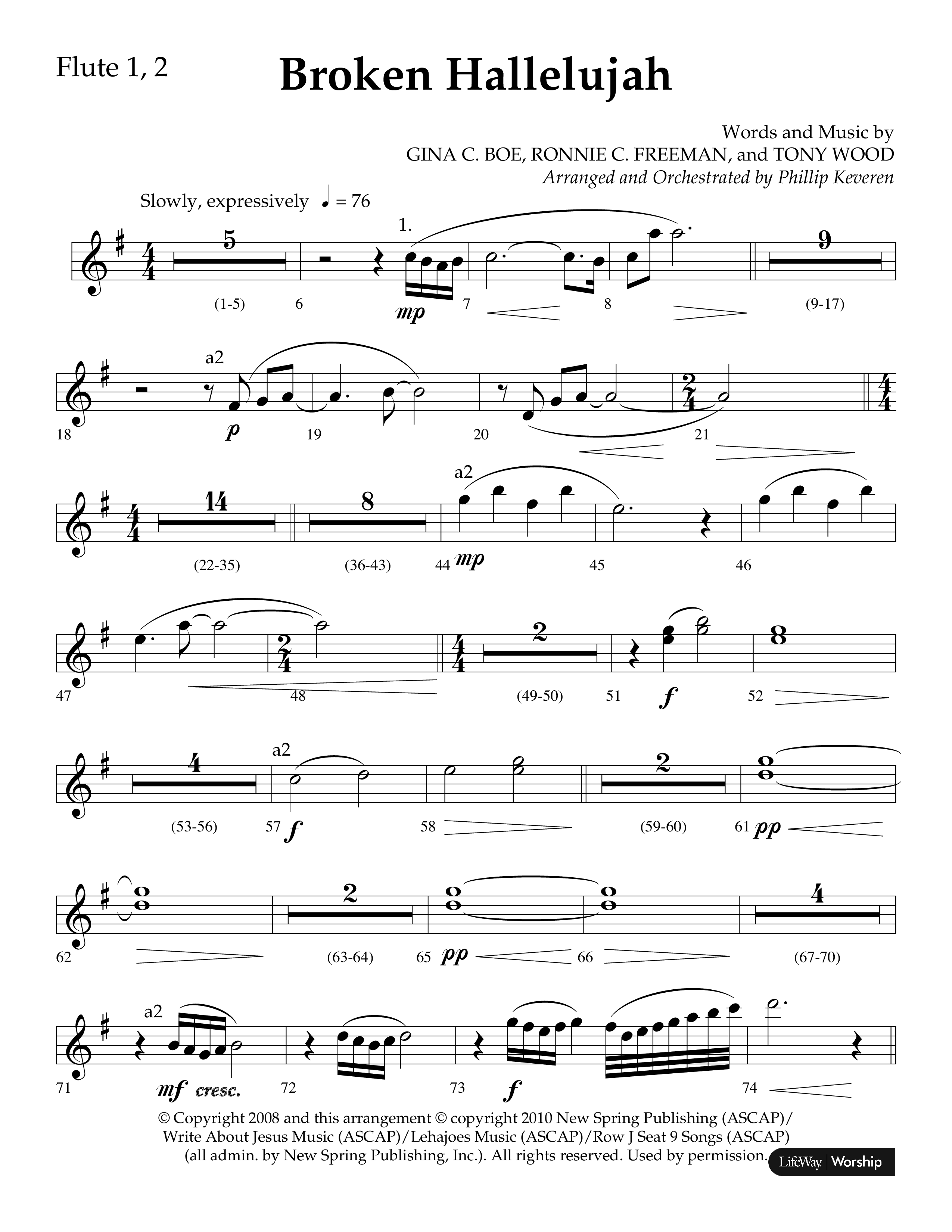 Broken Hallelujah (Choral Anthem SATB) Flute 1/2 (Lifeway Choral / Arr. Phillip Keveren)