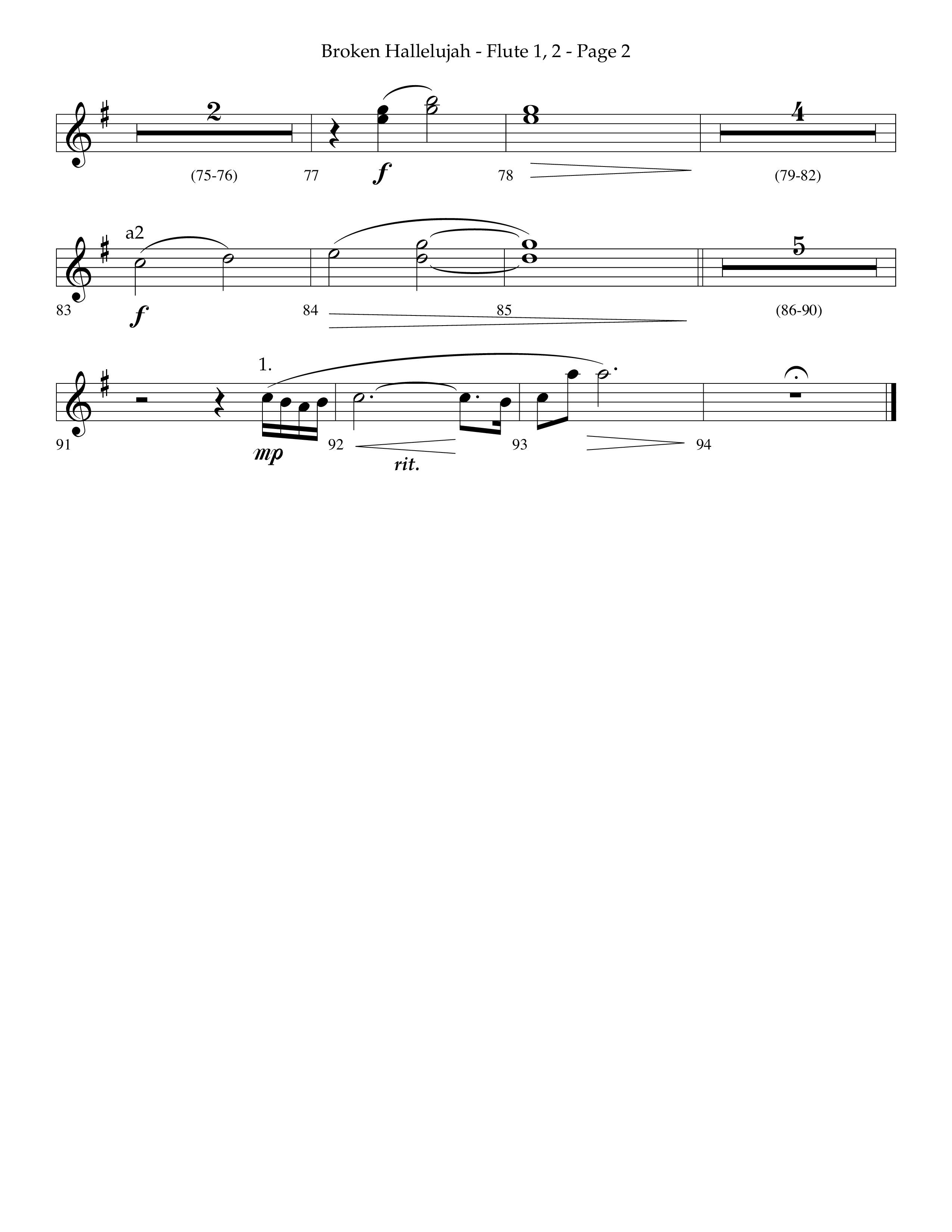 Broken Hallelujah (Choral Anthem SATB) Flute 1/2 (Lifeway Choral / Arr. Phillip Keveren)