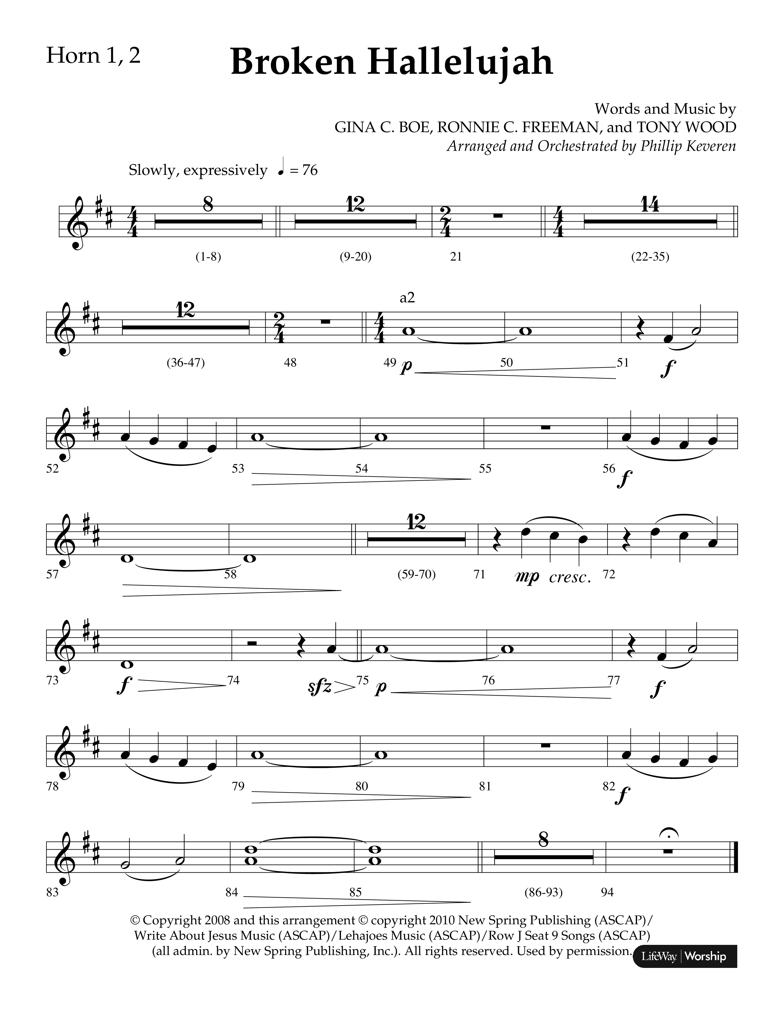 Broken Hallelujah (Choral Anthem SATB) French Horn 1/2 (Lifeway Choral / Arr. Phillip Keveren)