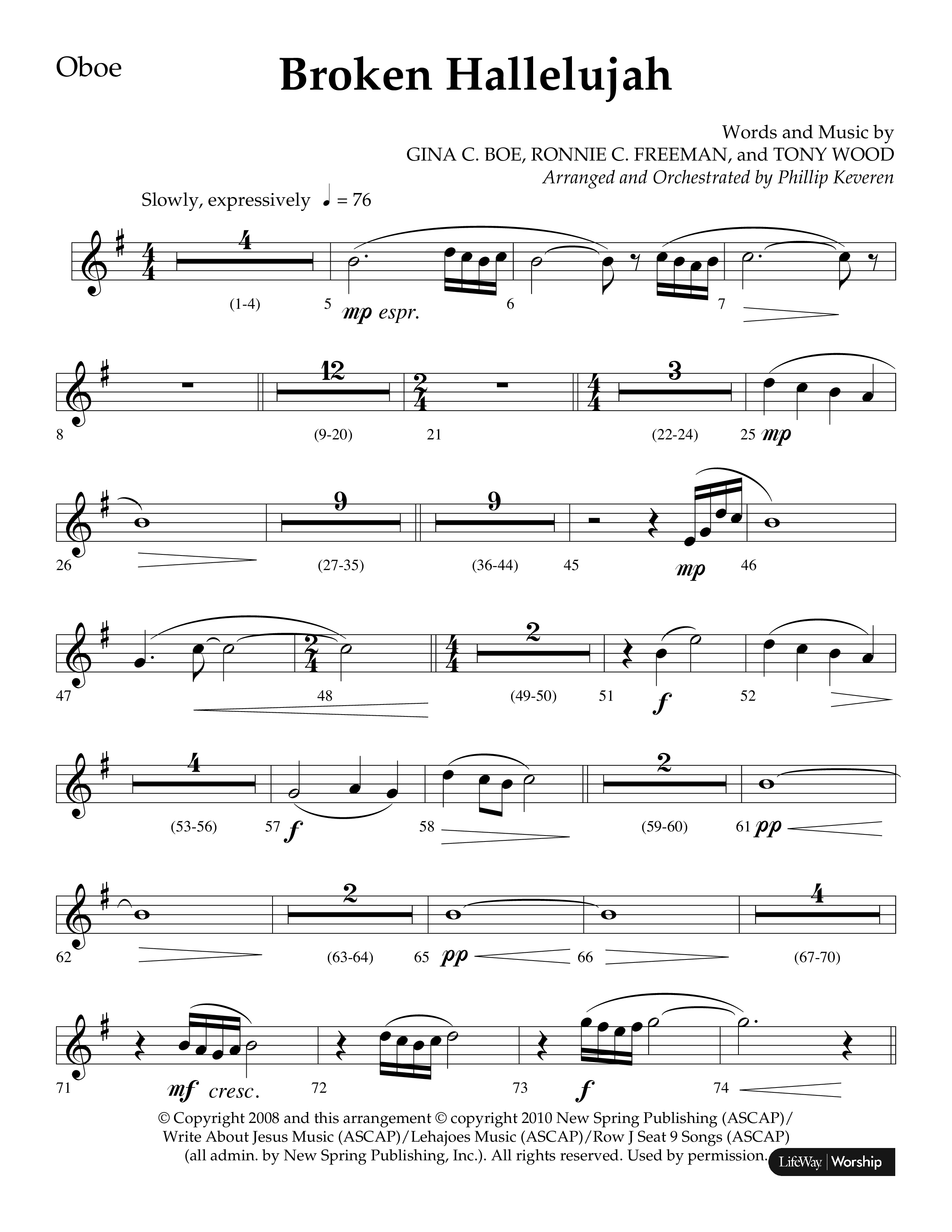 Broken Hallelujah (Choral Anthem SATB) Oboe (Lifeway Choral / Arr. Phillip Keveren)