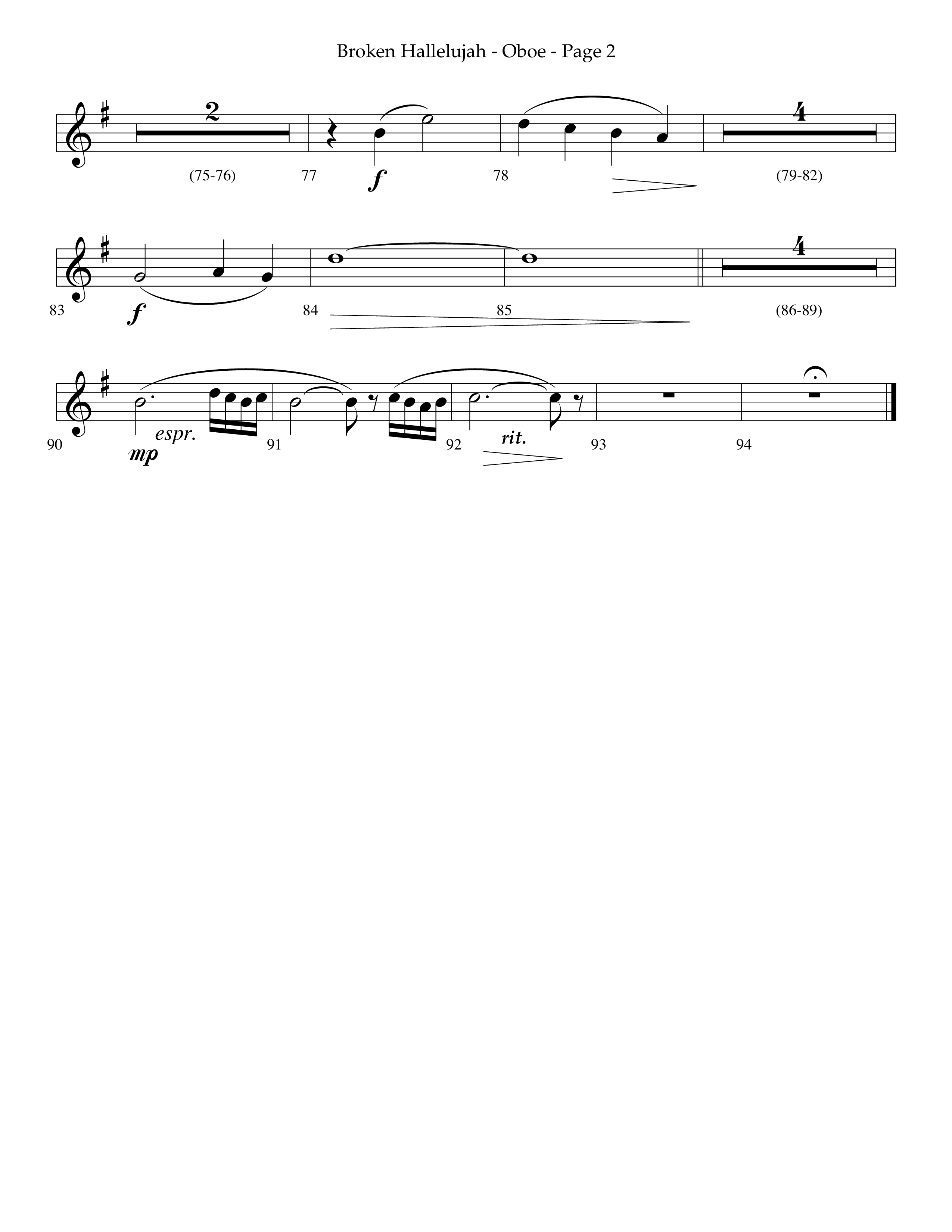 Broken Hallelujah (Choral Anthem SATB) Oboe (Lifeway Choral / Arr. Phillip Keveren)