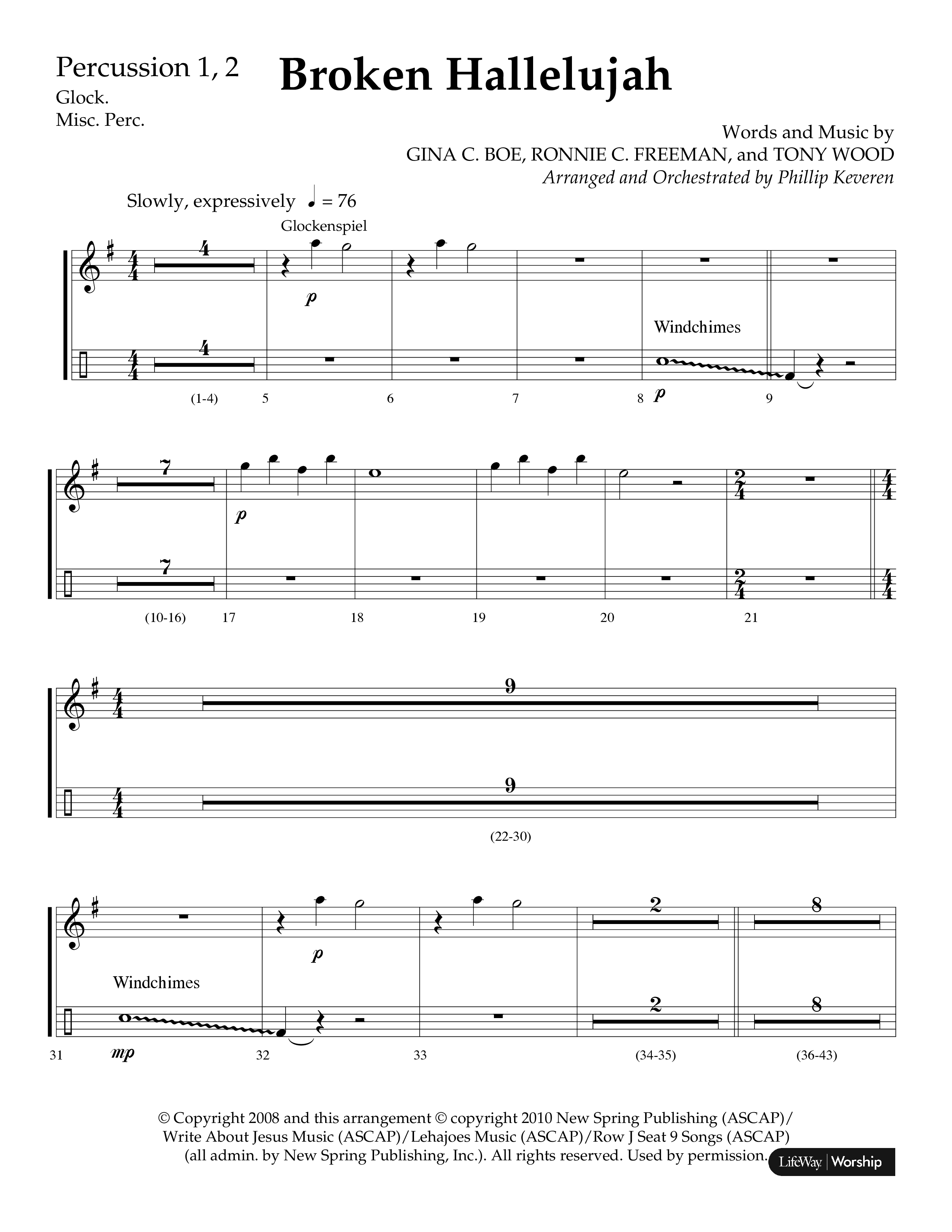 Broken Hallelujah (Choral Anthem SATB) Percussion 1/2 (Lifeway Choral / Arr. Phillip Keveren)