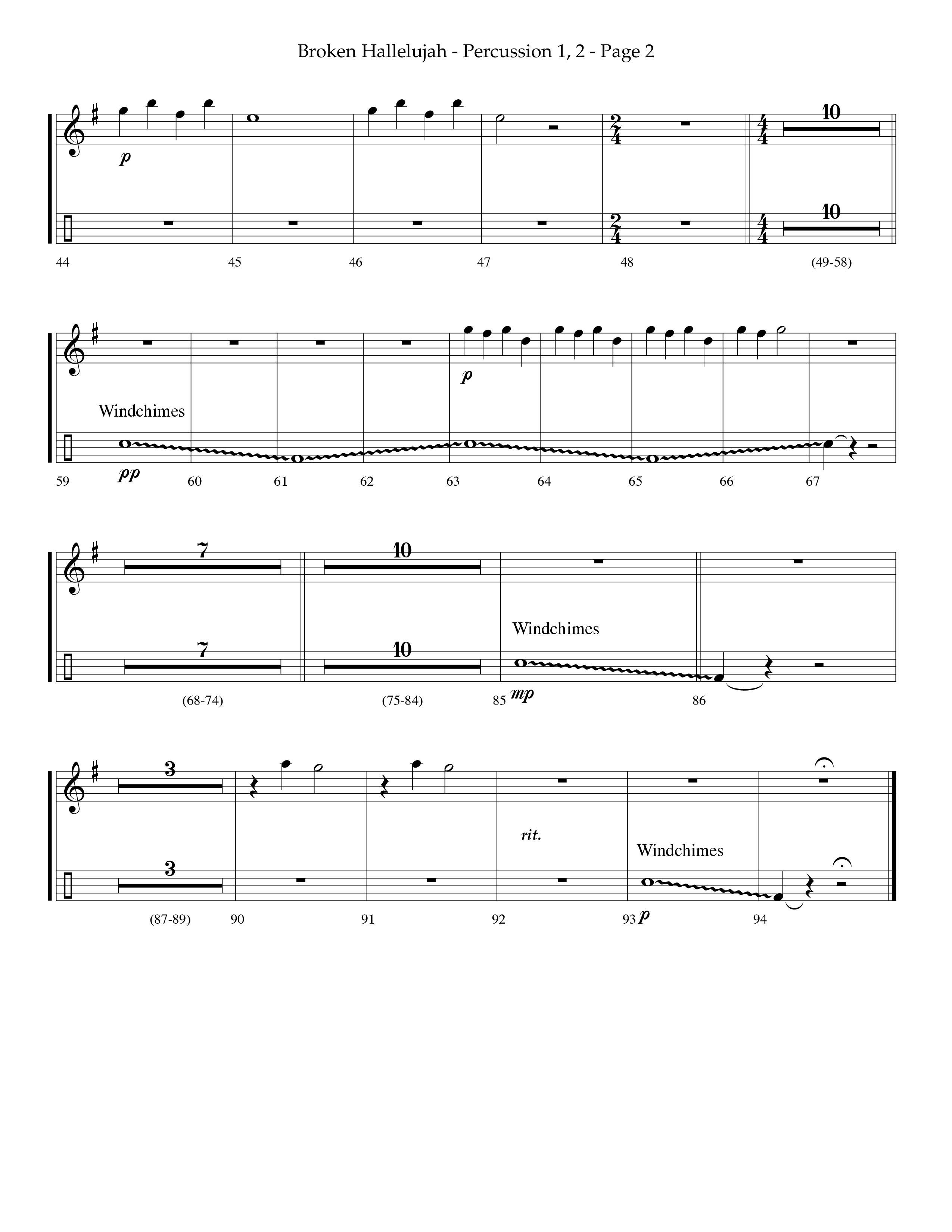 Broken Hallelujah (Choral Anthem SATB) Percussion 1/2 (Lifeway Choral / Arr. Phillip Keveren)