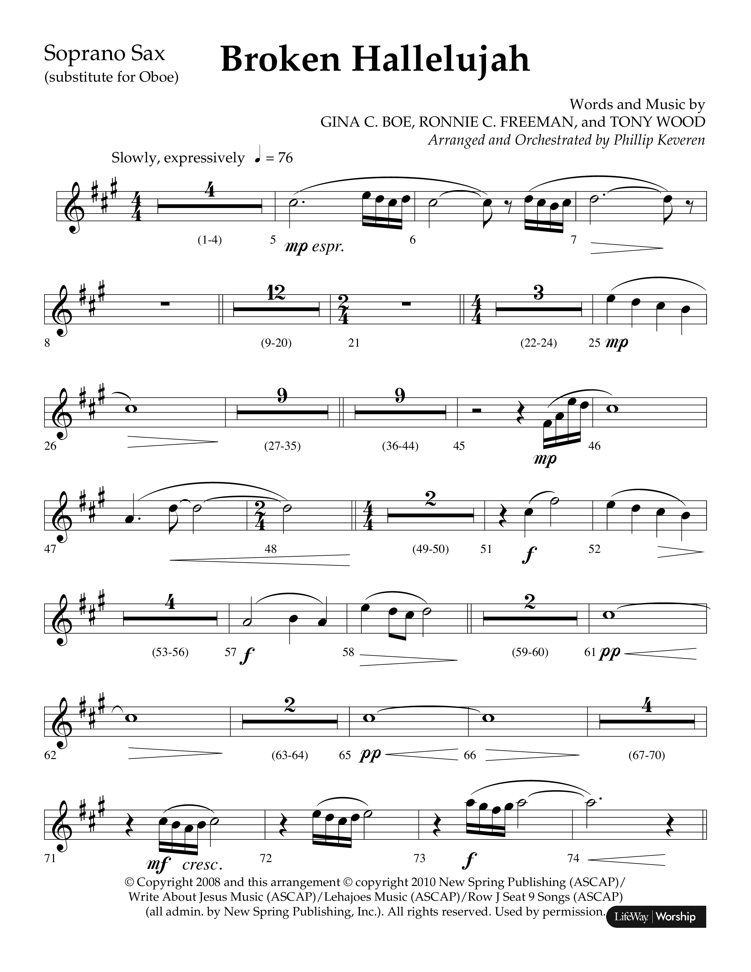 Broken Hallelujah (Choral Anthem SATB) Soprano Sax (Lifeway Choral / Arr. Phillip Keveren)