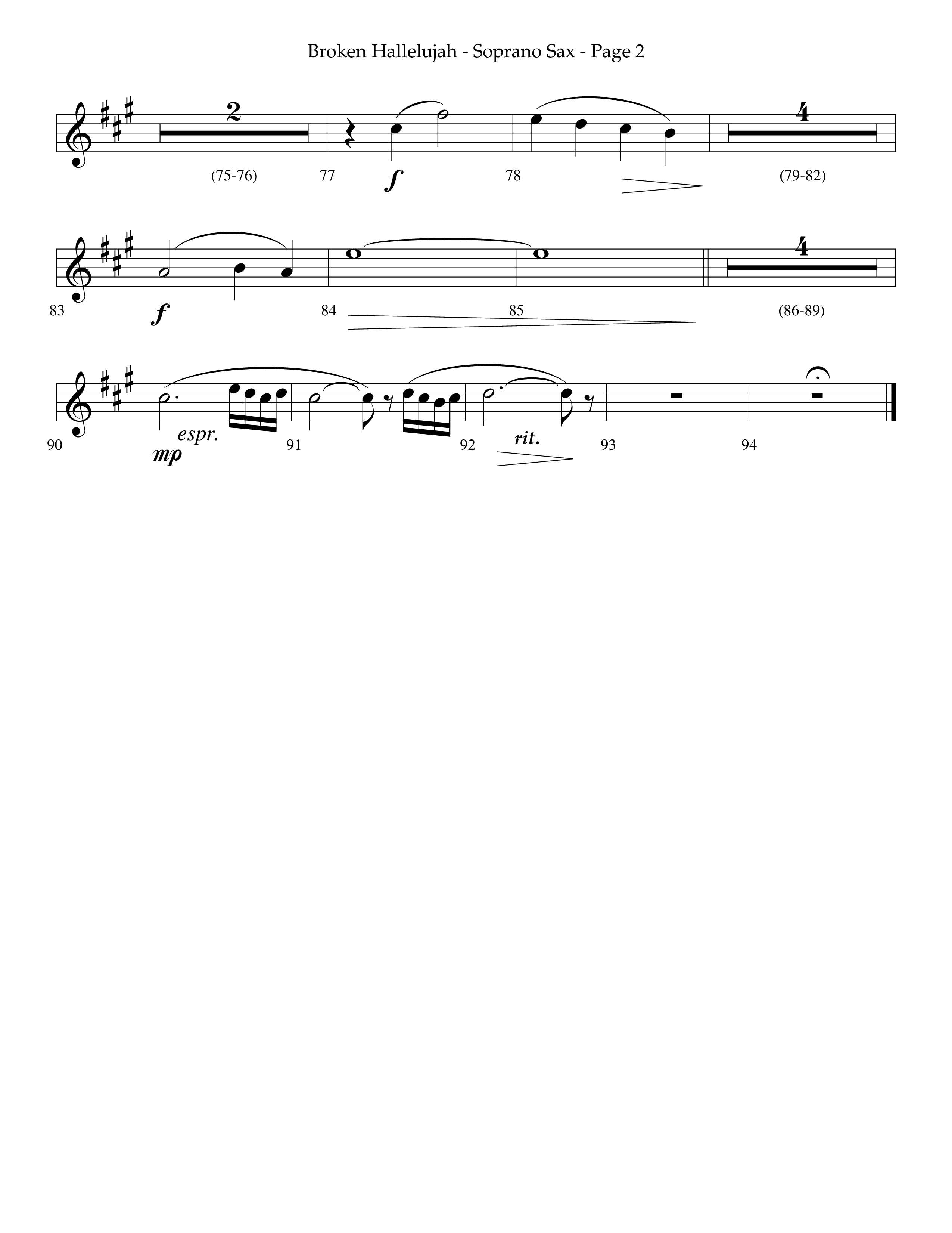 Broken Hallelujah (Choral Anthem SATB) Soprano Sax (Lifeway Choral / Arr. Phillip Keveren)