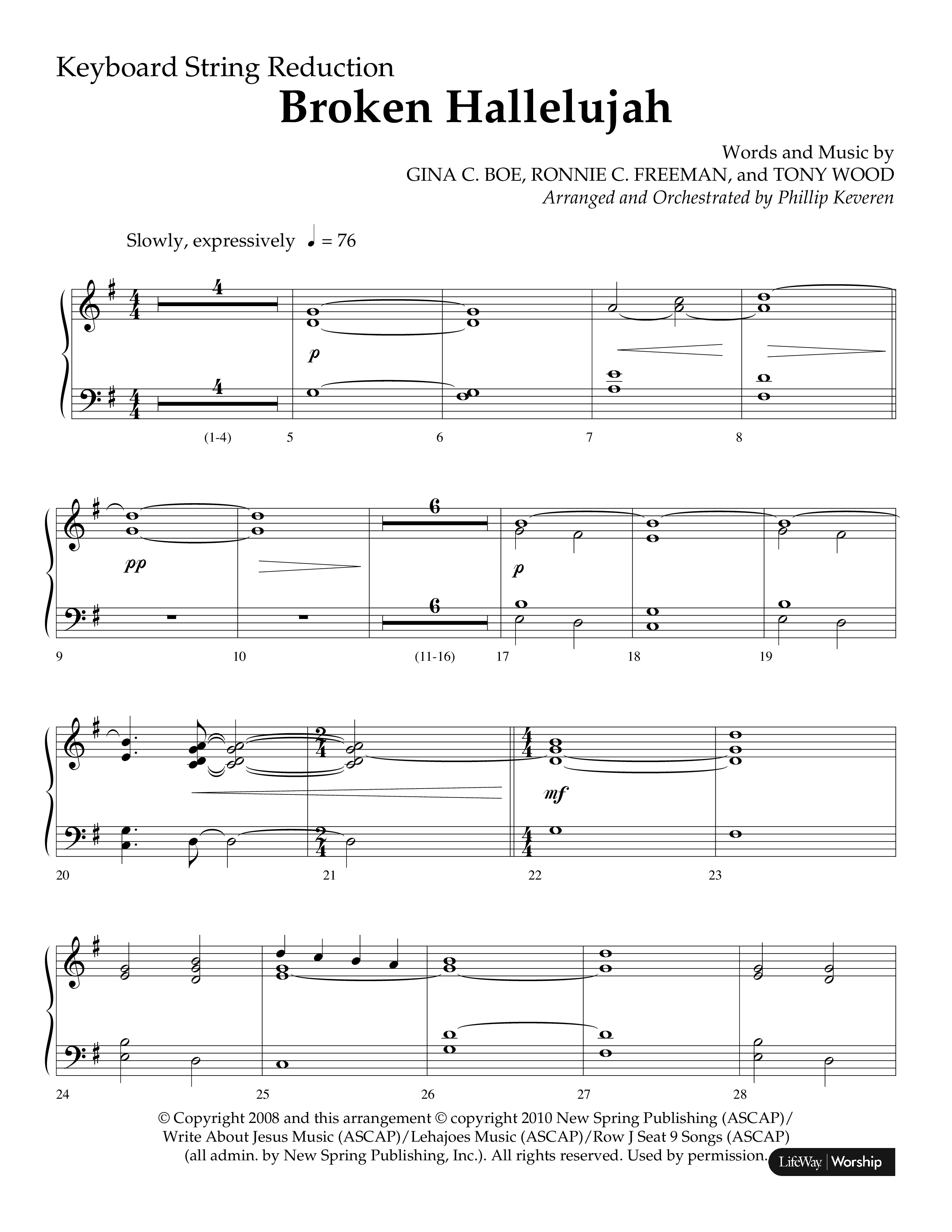 Broken Hallelujah (Choral Anthem SATB) String Reduction (Lifeway Choral / Arr. Phillip Keveren)