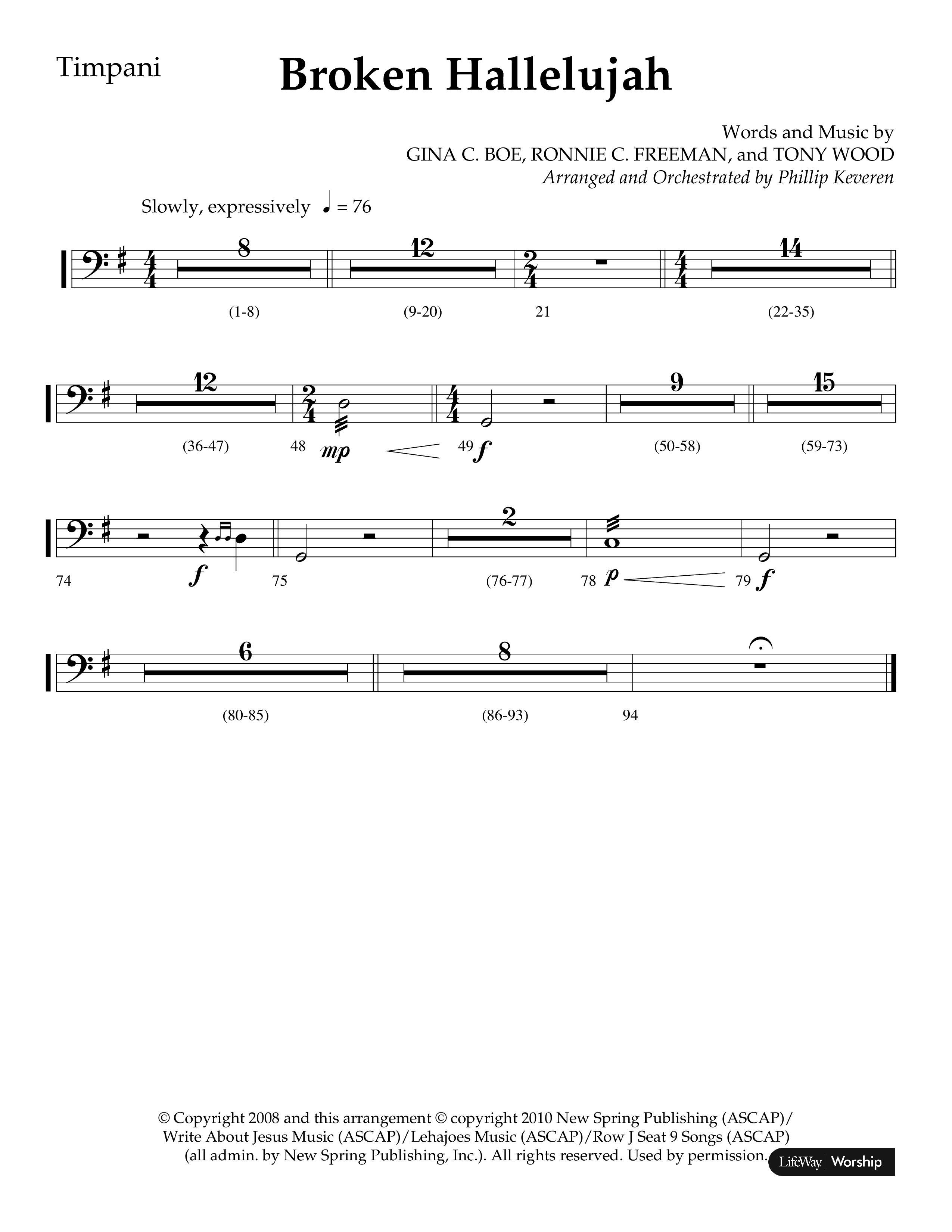 Broken Hallelujah (Choral Anthem SATB) Timpani (Lifeway Choral / Arr. Phillip Keveren)