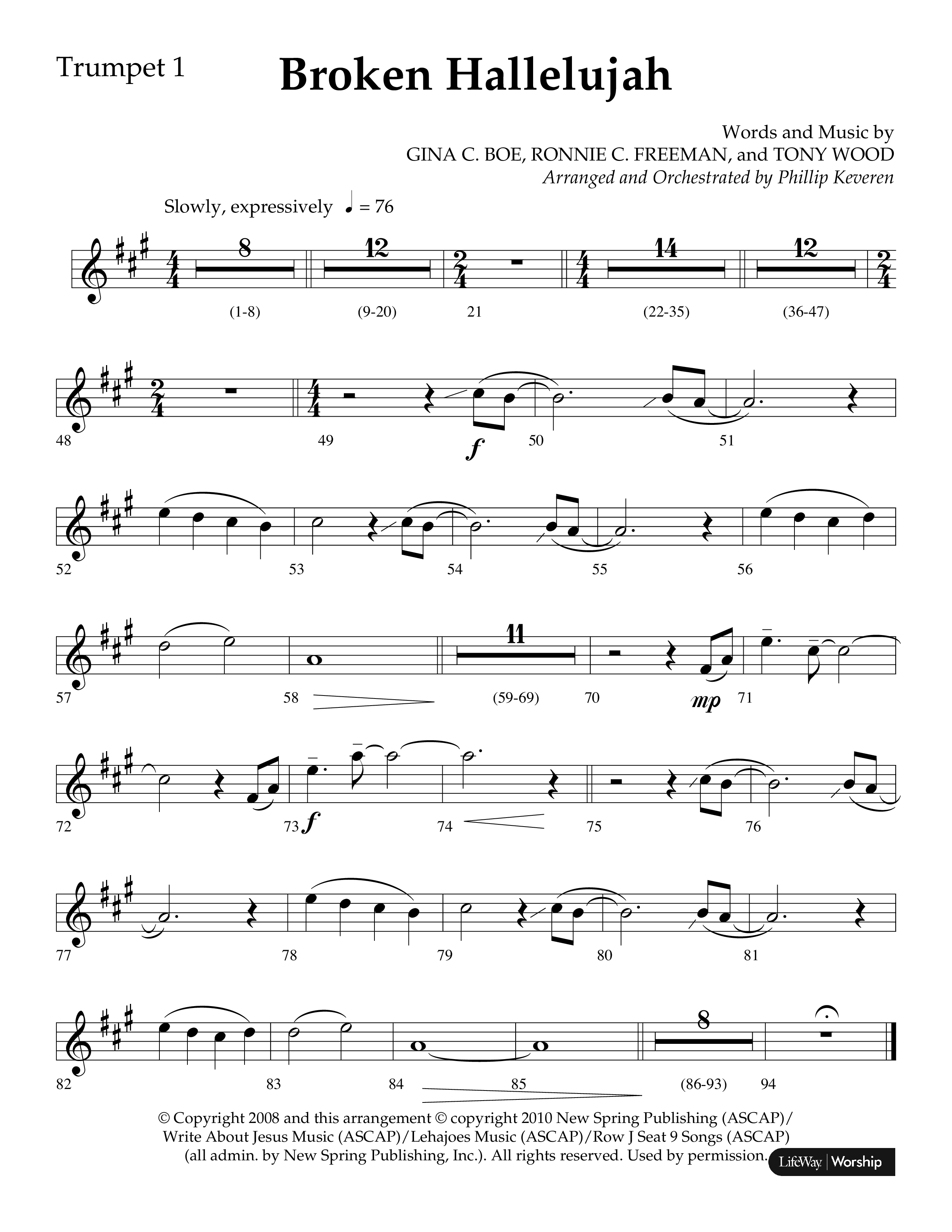 Broken Hallelujah (Choral Anthem SATB) Trumpet 1 (Lifeway Choral / Arr. Phillip Keveren)