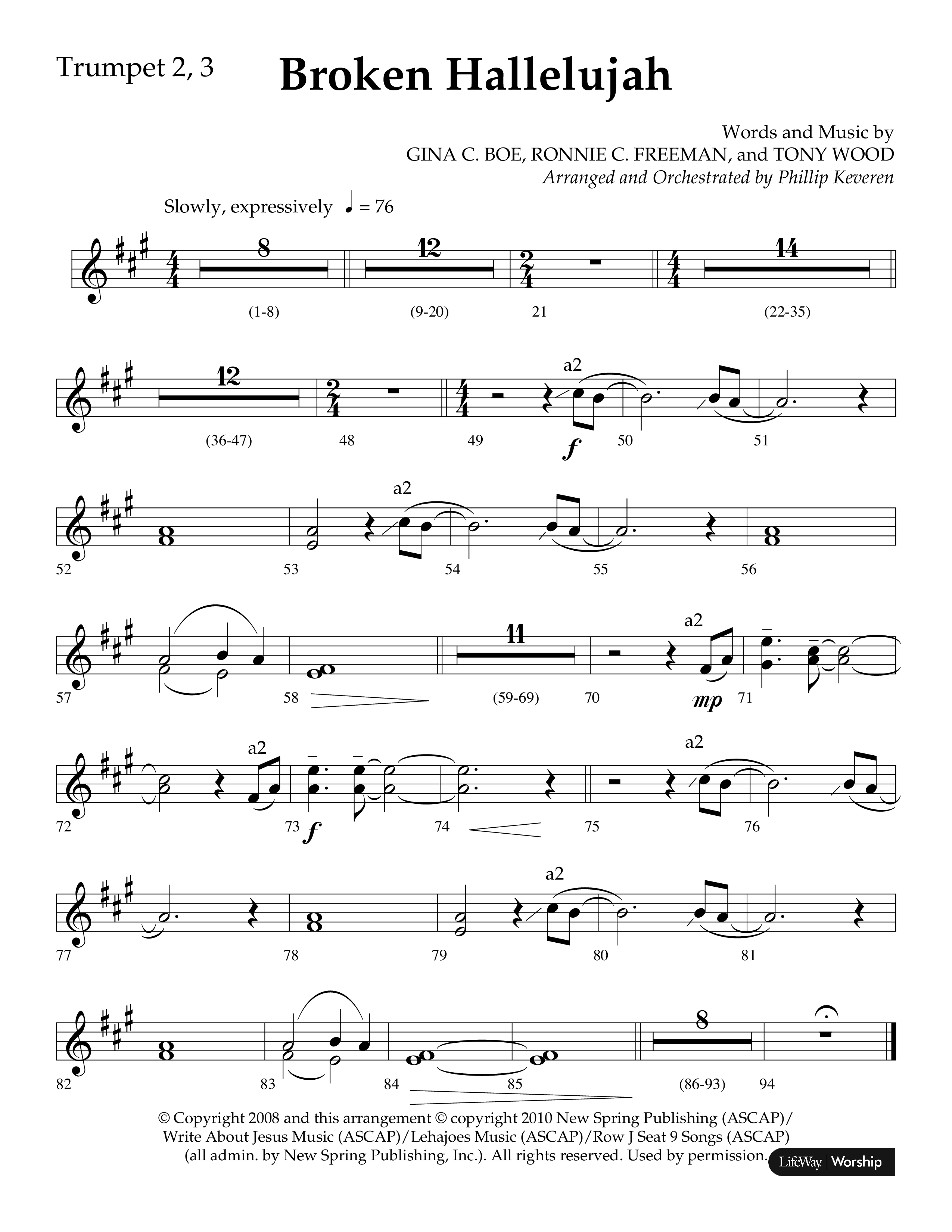 Broken Hallelujah (Choral Anthem SATB) Trumpet 2/3 (Lifeway Choral / Arr. Phillip Keveren)
