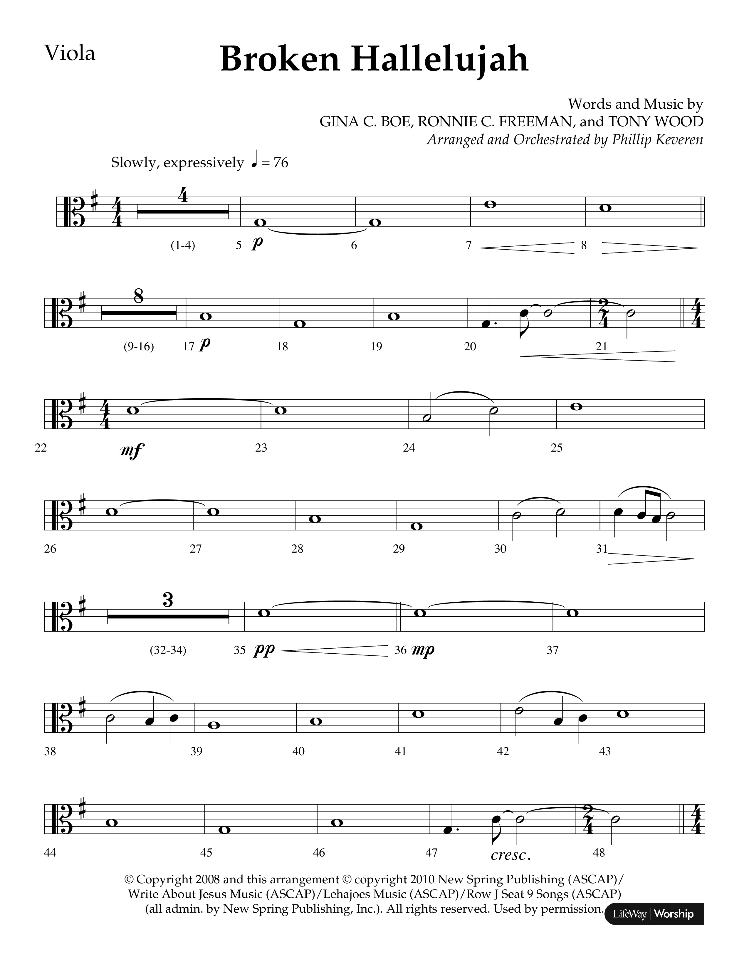 Broken Hallelujah (Choral Anthem SATB) Viola (Lifeway Choral / Arr. Phillip Keveren)