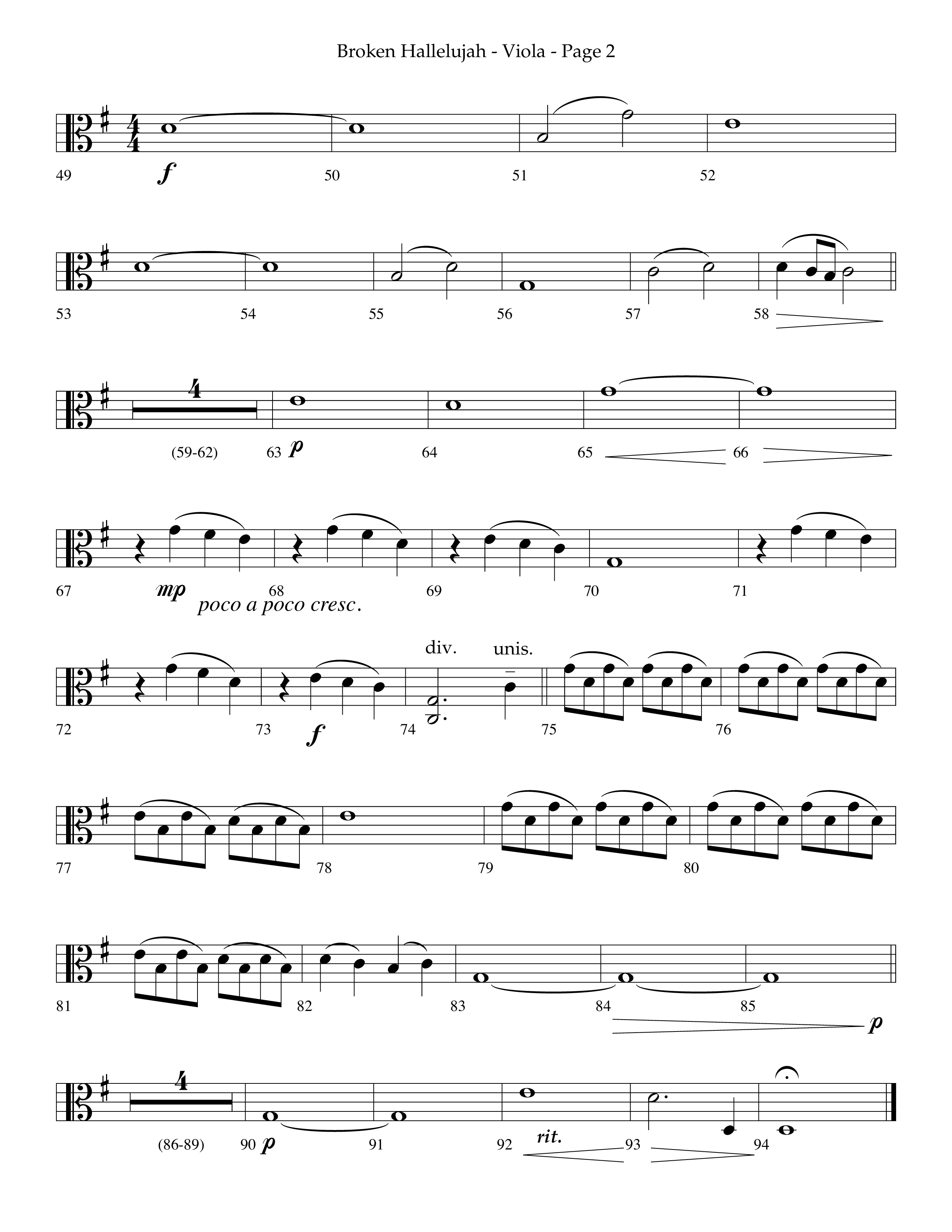 Broken Hallelujah (Choral Anthem SATB) Viola (Lifeway Choral / Arr. Phillip Keveren)