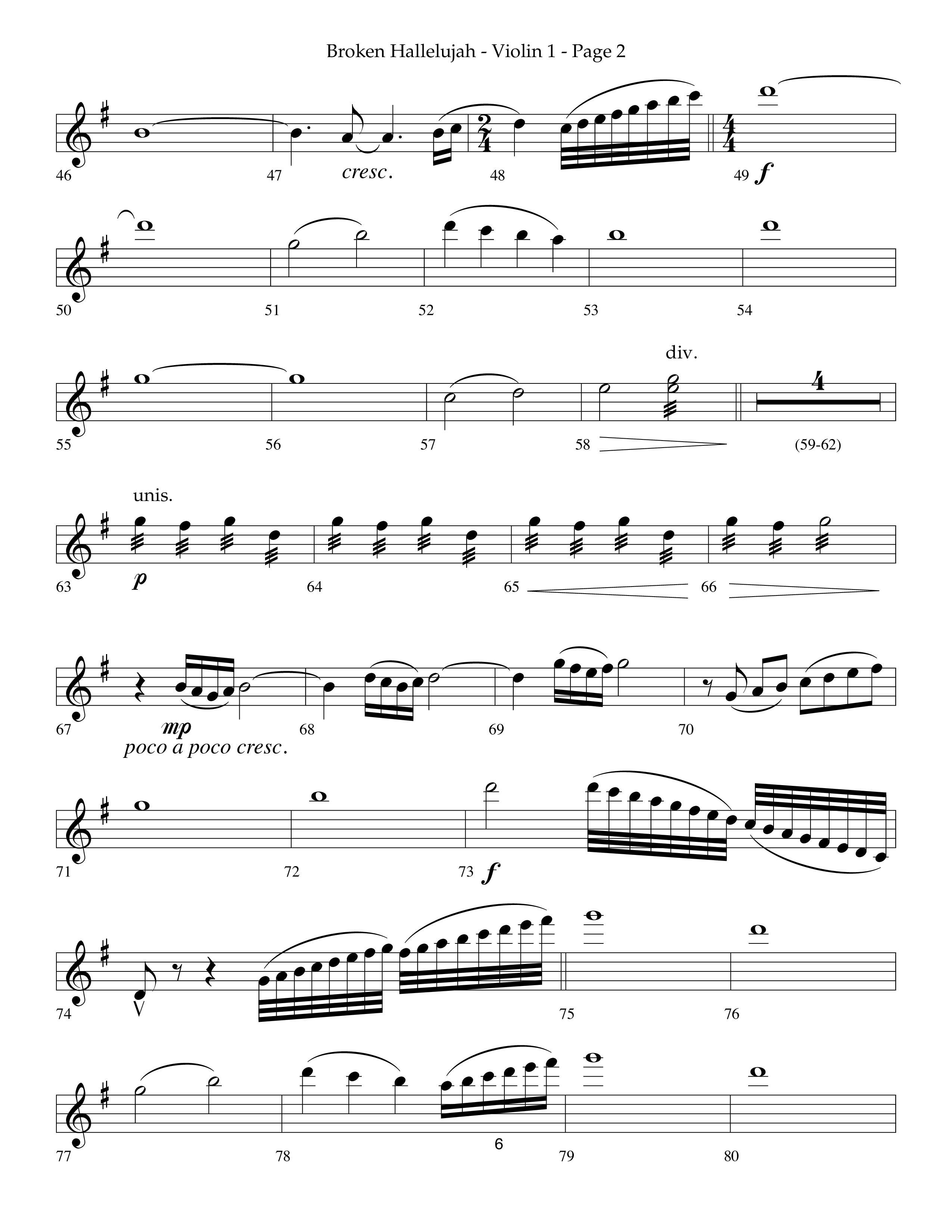 Broken Hallelujah (Choral Anthem SATB) Violin 1 (Lifeway Choral / Arr. Phillip Keveren)