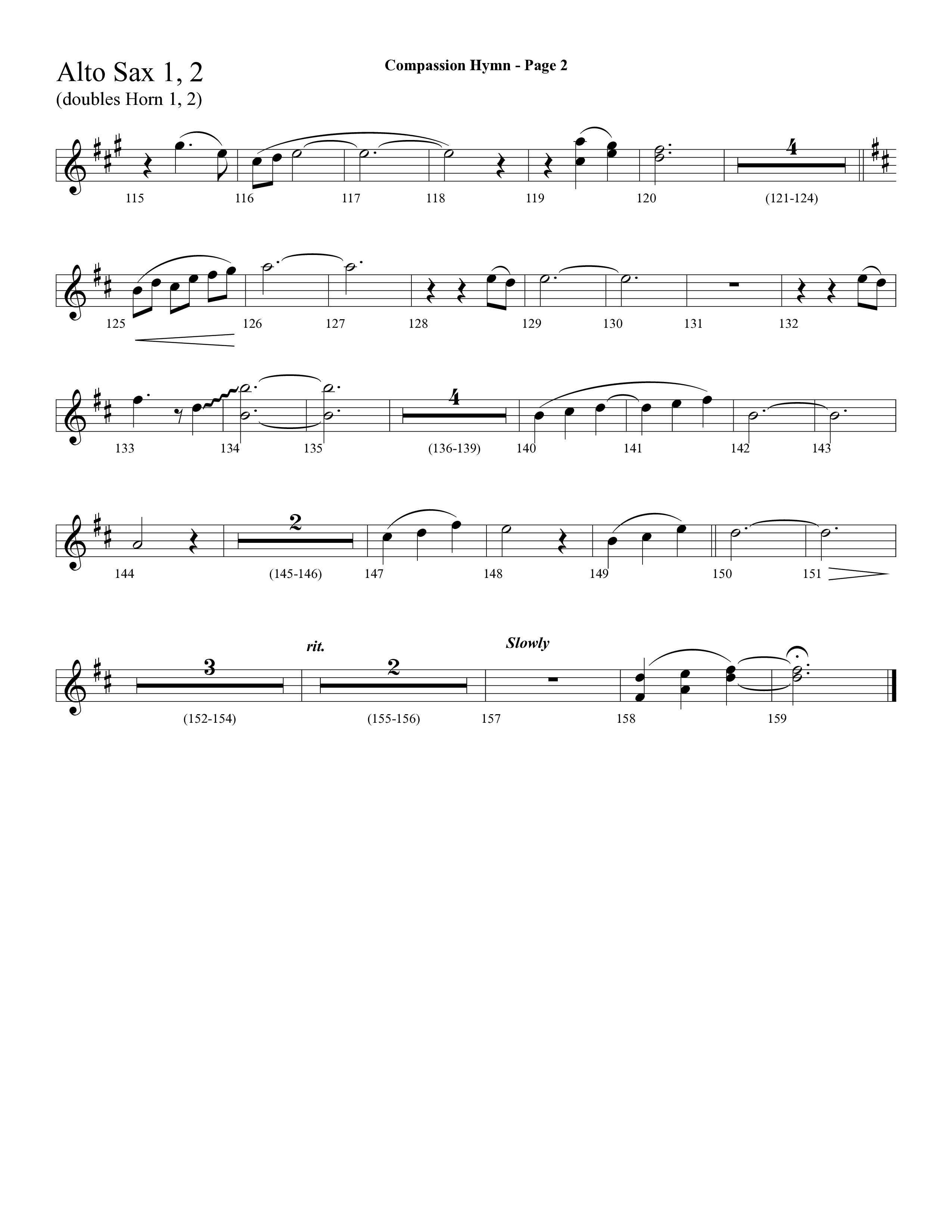 Compassion Hymn (with And Can It Be) (Choral Anthem SATB) Alto Sax 1/2 (Lifeway Choral / Arr. Dave Williamson)