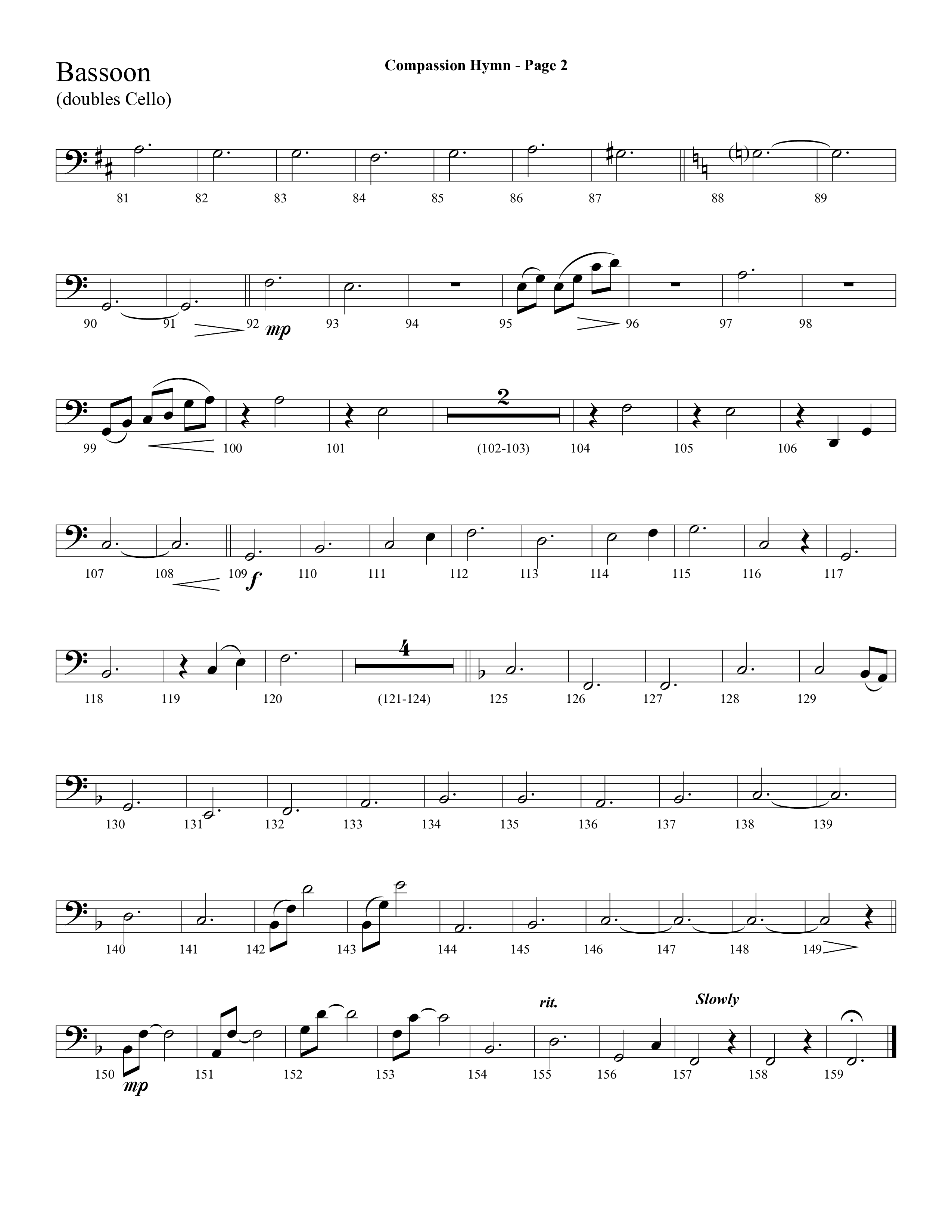 Compassion Hymn (with And Can It Be) (Choral Anthem SATB) Bassoon (Lifeway Choral / Arr. Dave Williamson)