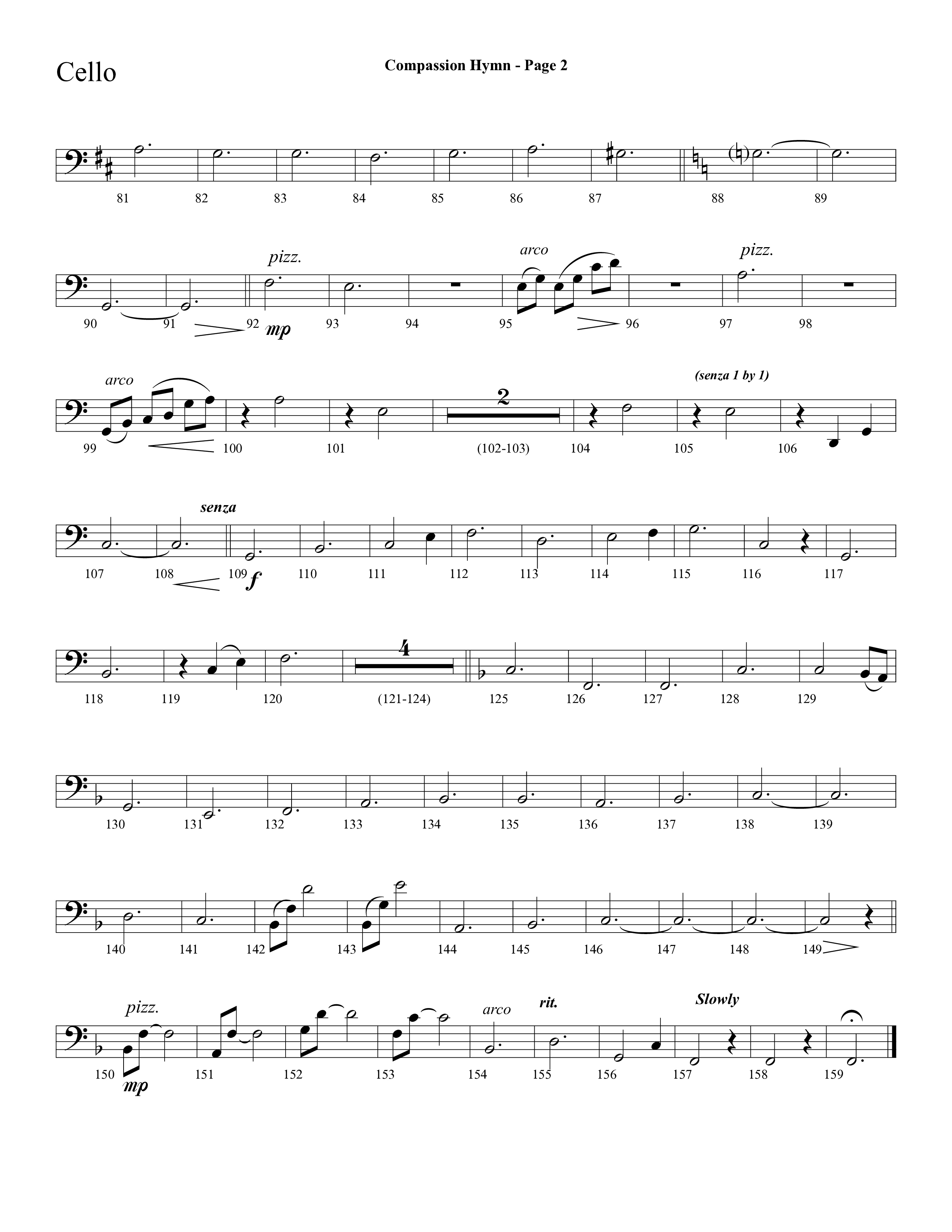 Compassion Hymn (with And Can It Be) (Choral Anthem SATB) Cello (Lifeway Choral / Arr. Dave Williamson)