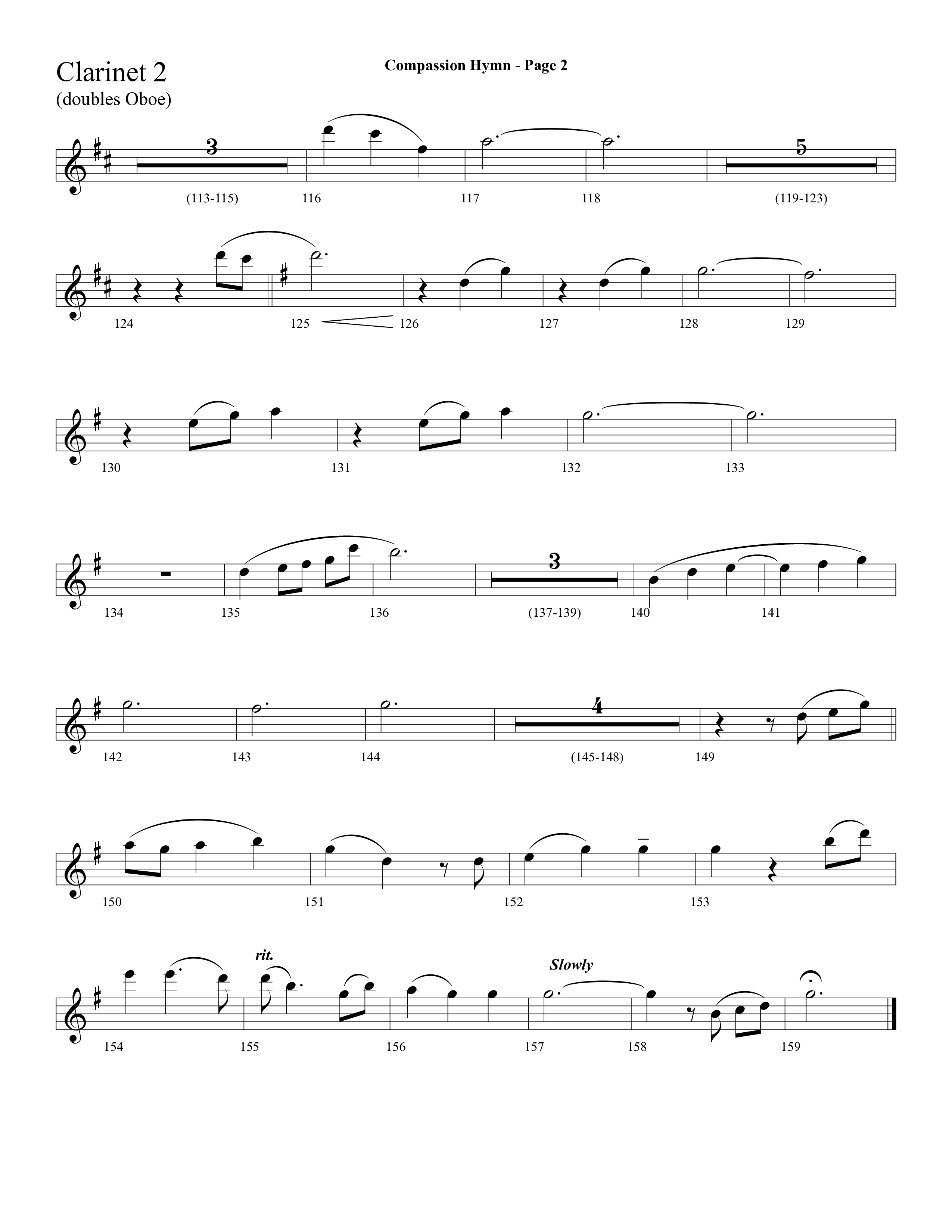 Compassion Hymn (with And Can It Be) (Choral Anthem SATB) Clarinet 1/2 (Lifeway Choral / Arr. Dave Williamson)