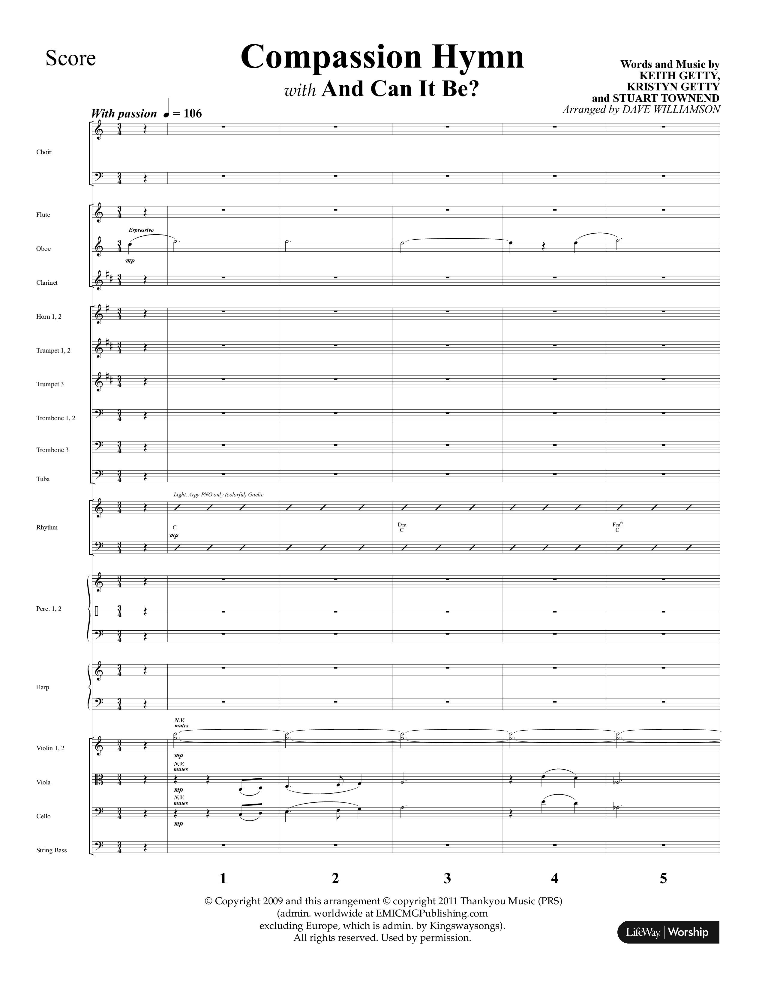 Compassion Hymn (with And Can It Be) (Choral Anthem SATB) Orchestration (Lifeway Choral / Arr. Dave Williamson)
