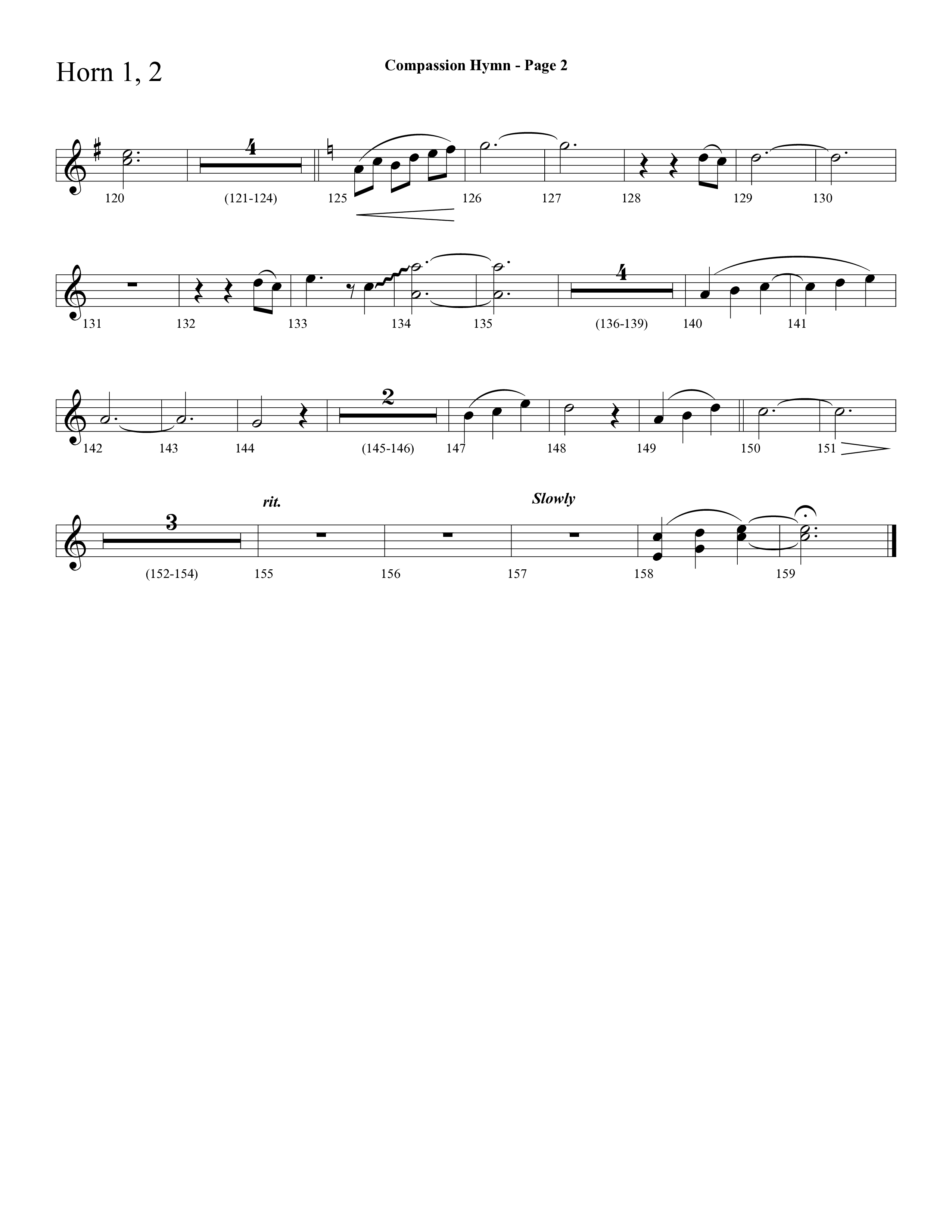 Compassion Hymn (with And Can It Be) (Choral Anthem SATB) French Horn 1/2 (Lifeway Choral / Arr. Dave Williamson)