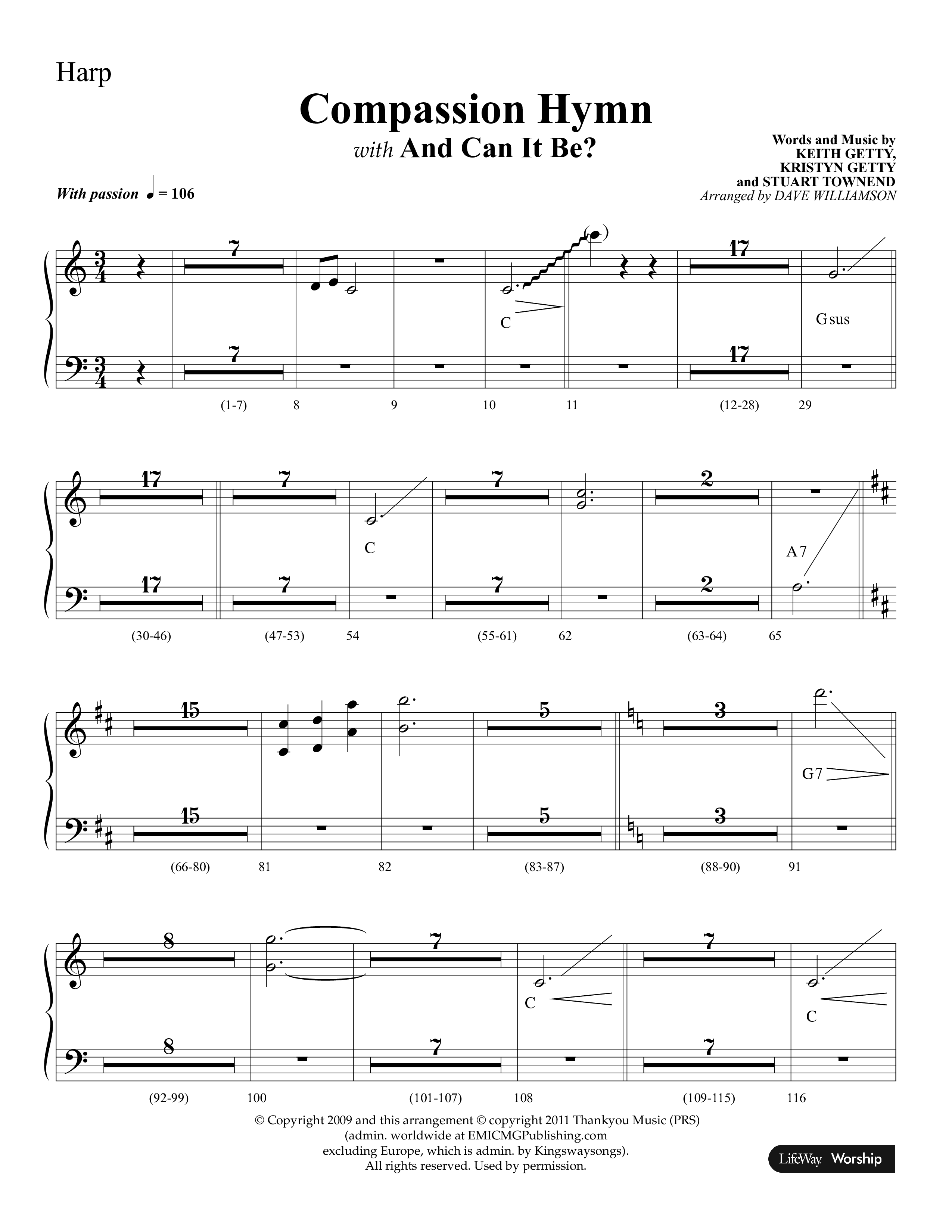 Compassion Hymn (with And Can It Be) (Choral Anthem SATB) Harp (Lifeway Choral / Arr. Dave Williamson)