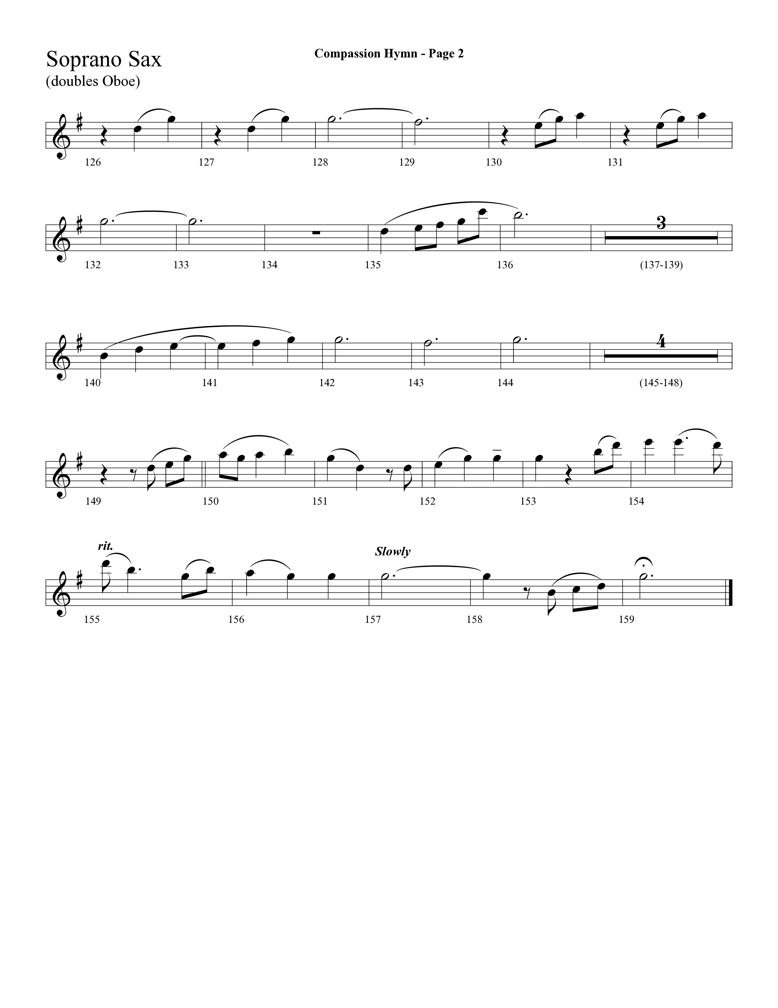 Compassion Hymn (with And Can It Be) (Choral Anthem SATB) Soprano Sax (Lifeway Choral / Arr. Dave Williamson)