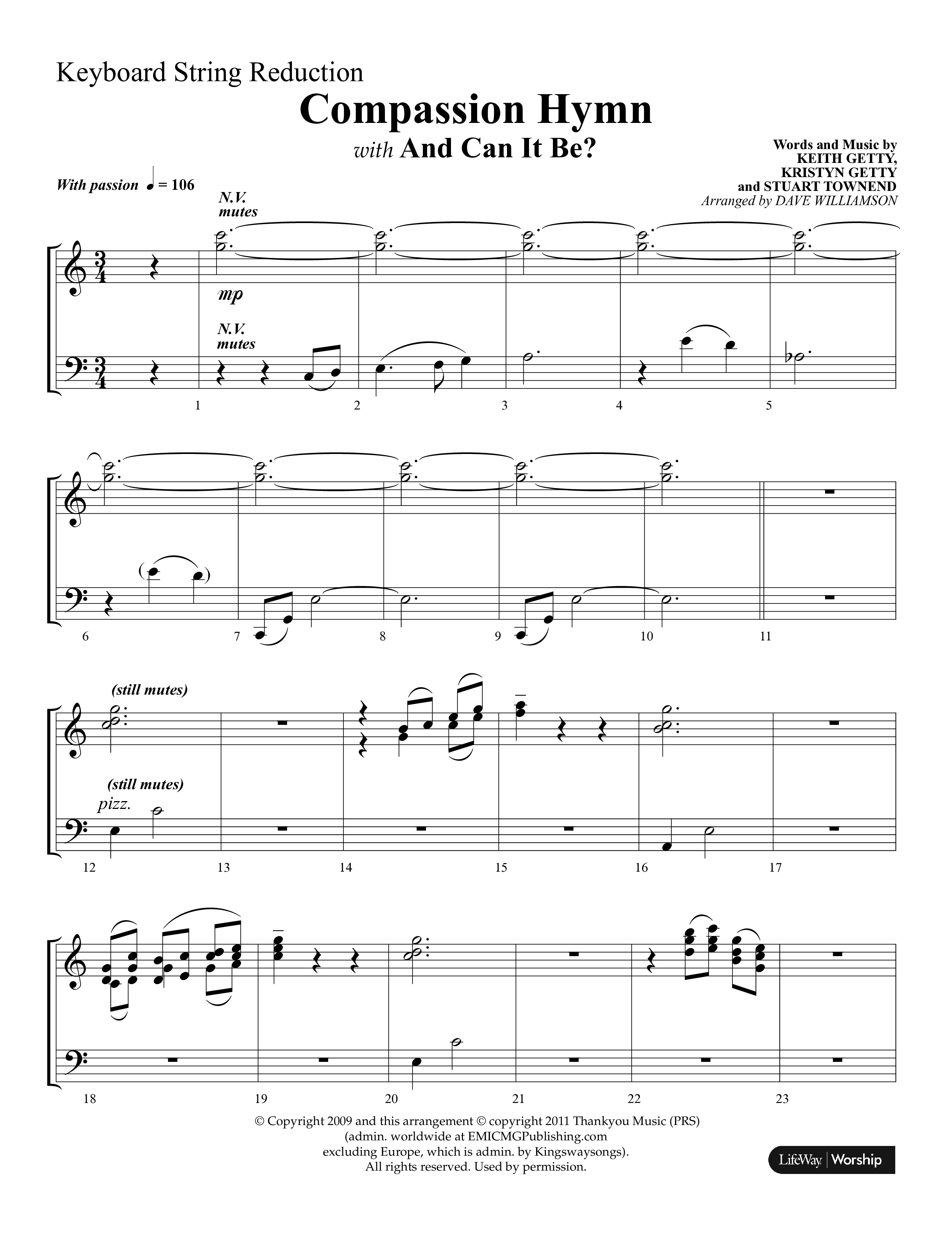 Compassion Hymn (with And Can It Be) (Choral Anthem SATB) String Reduction (Lifeway Choral / Arr. Dave Williamson)